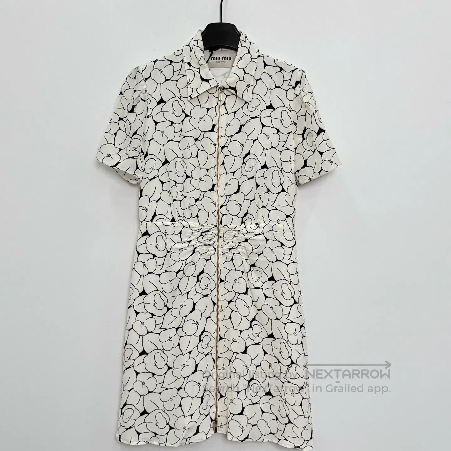 Miu Miu Miu Miu Floral Print Collar Zip Front Short Dress| Size M / US 6-8 / IT 42-44 - 1 Thumbnail