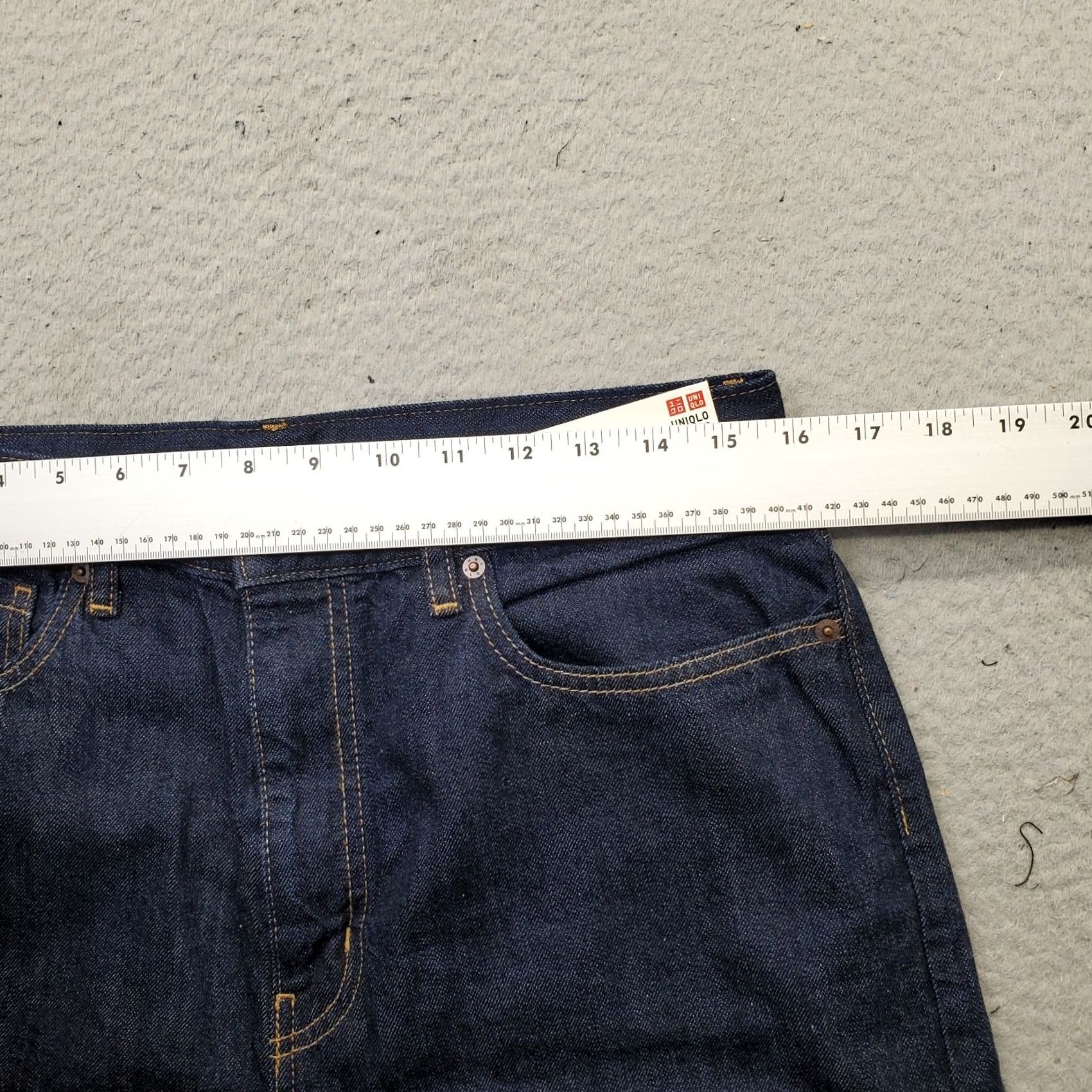 Uniqlo Uniqlo Women 7 Blue Denim Straight Jeans Stretch High Rise Relaxed Fit Tapered Leg Size 28" / US 6 / IT 42 - 6 Thumbnail
