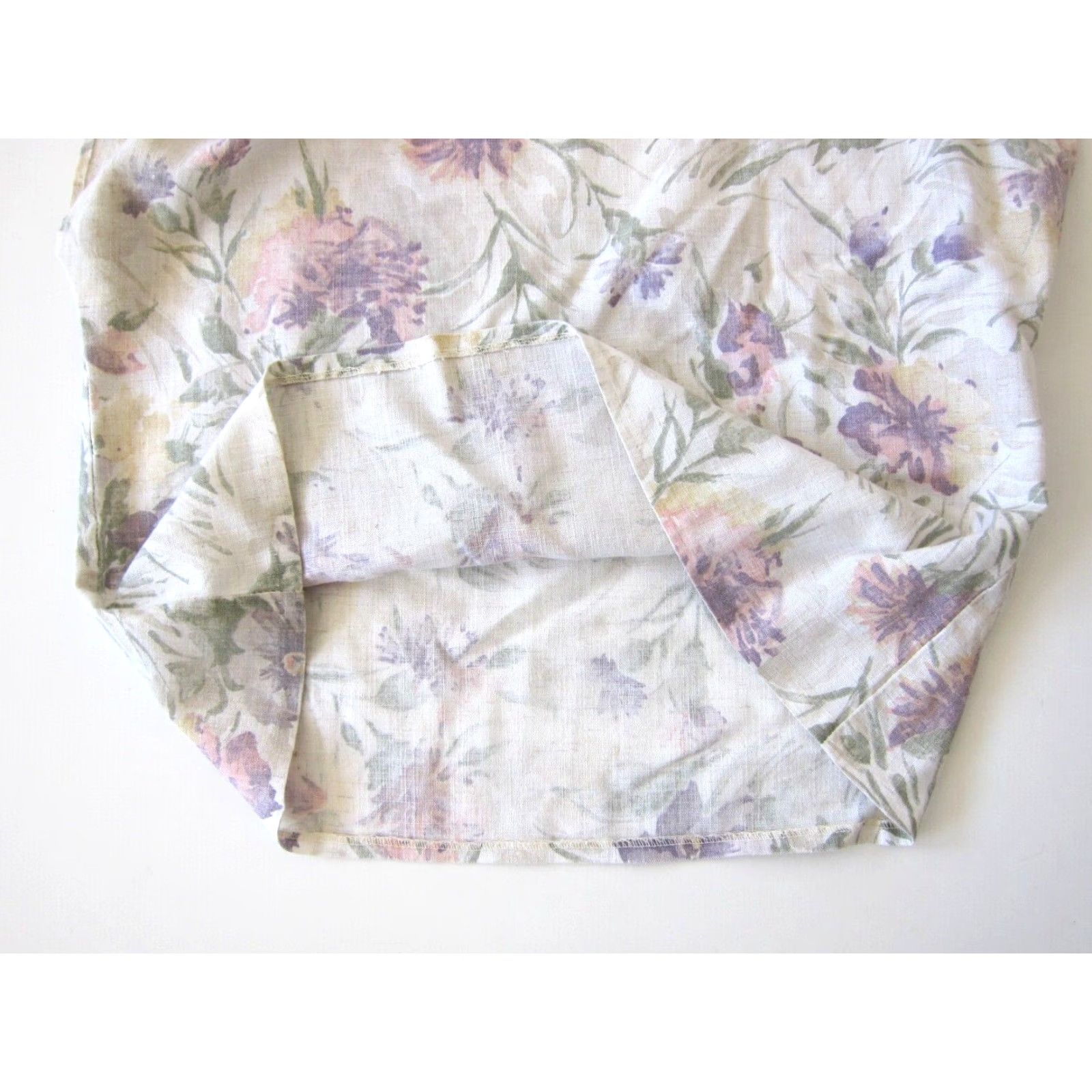 FLAX VINTAGE Ann Hill Flax Ivory Purple Green Floral Boxy Lagenlook Tunic Blouse PL Size L / US 10 / IT 46 - 5 Thumbnail