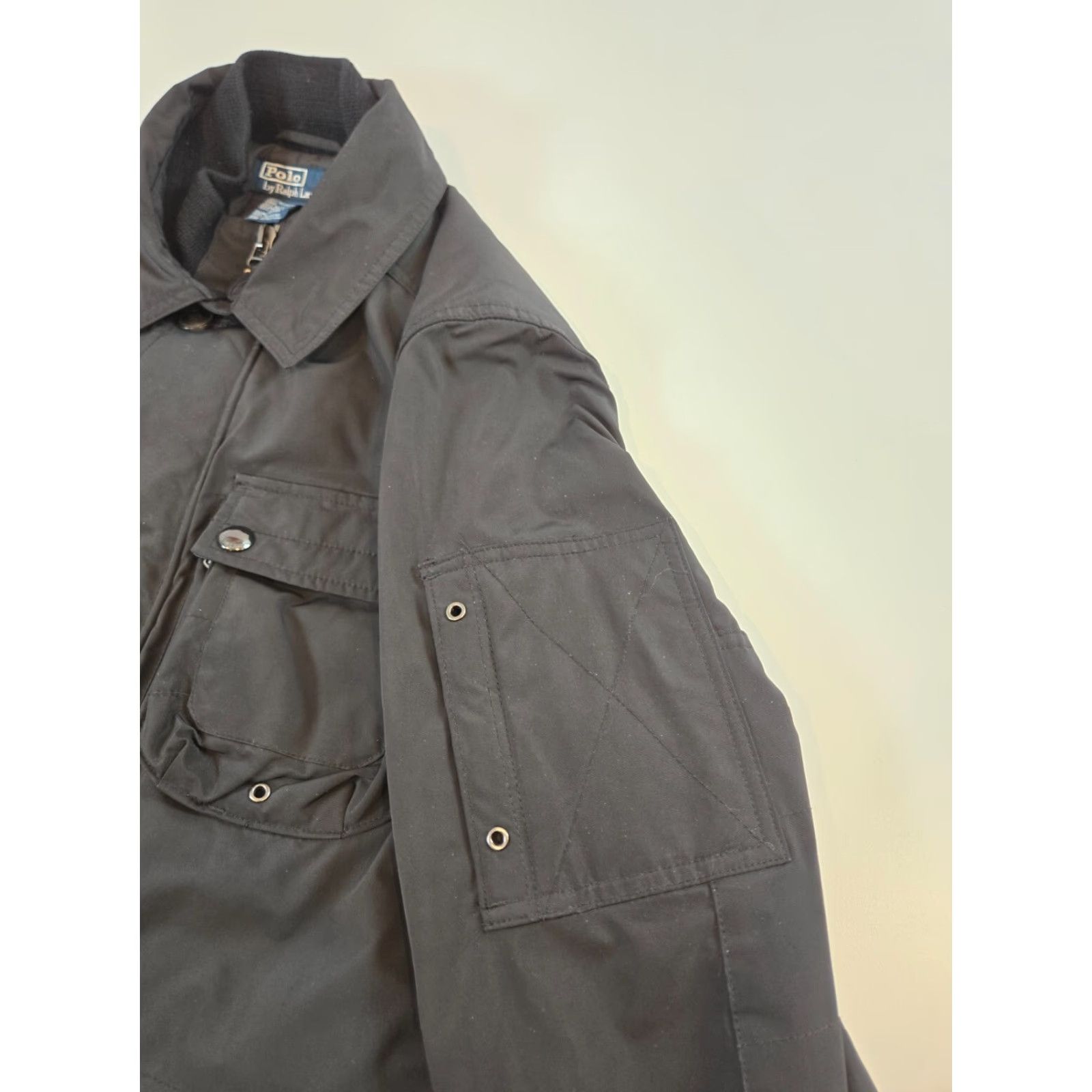 Polo Ralph Lauren VINTAGE Polo Ralph Lauren Coat Military Jacket Hooded Insulated Black 2XL Men’s Leather Trim Stand-Up Collar Full Zip Pockets Size US XXL / EU 58 / 5 - 6 Thumbnail