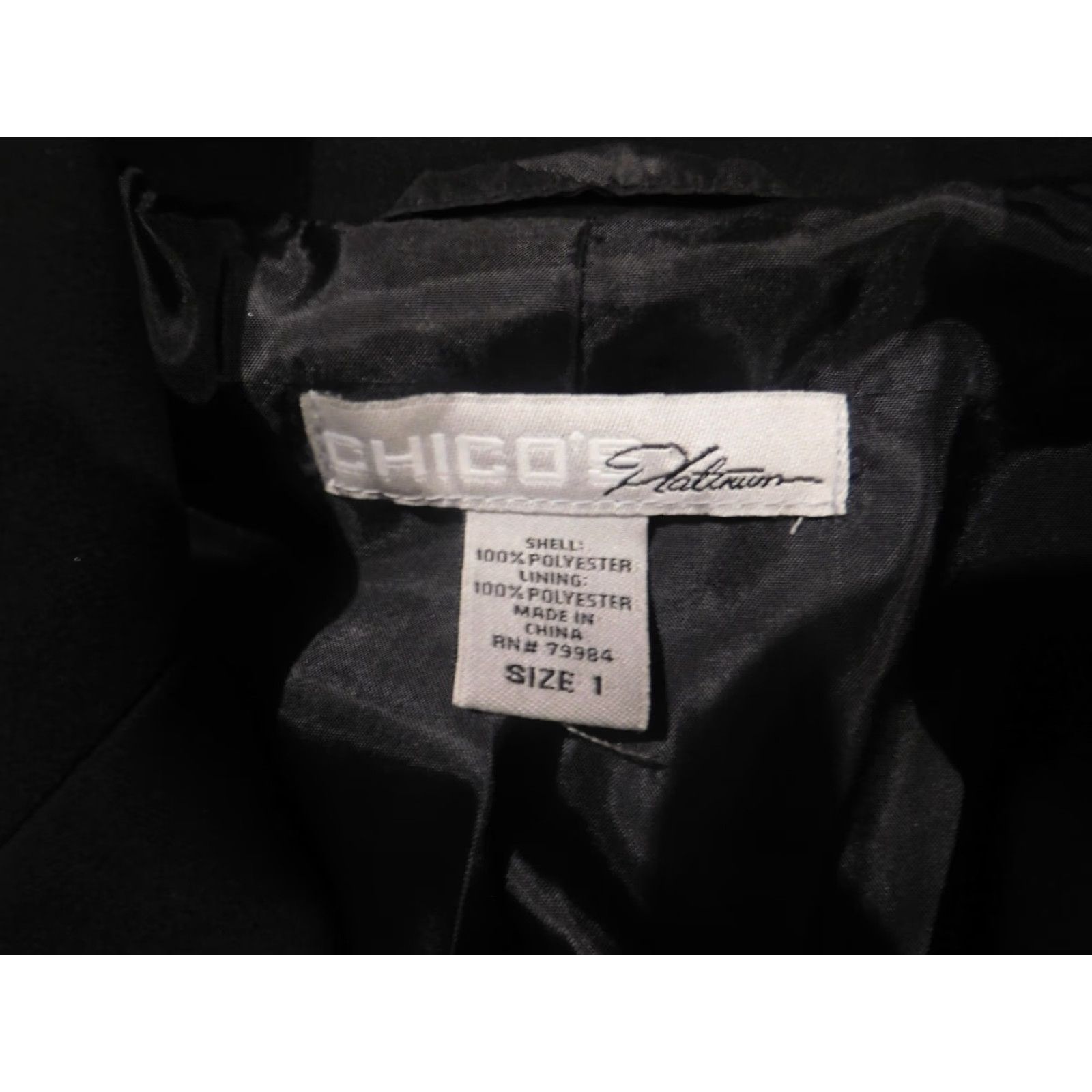 Vintage Chicos Blazer Jacket Black 2 Button Formal Mid-Length Long Sleeve Women Embroidered Polyester Lining Cotton Outer Shell Velvet? Size XS / US 0-2 / IT 36-38 - 4 Thumbnail