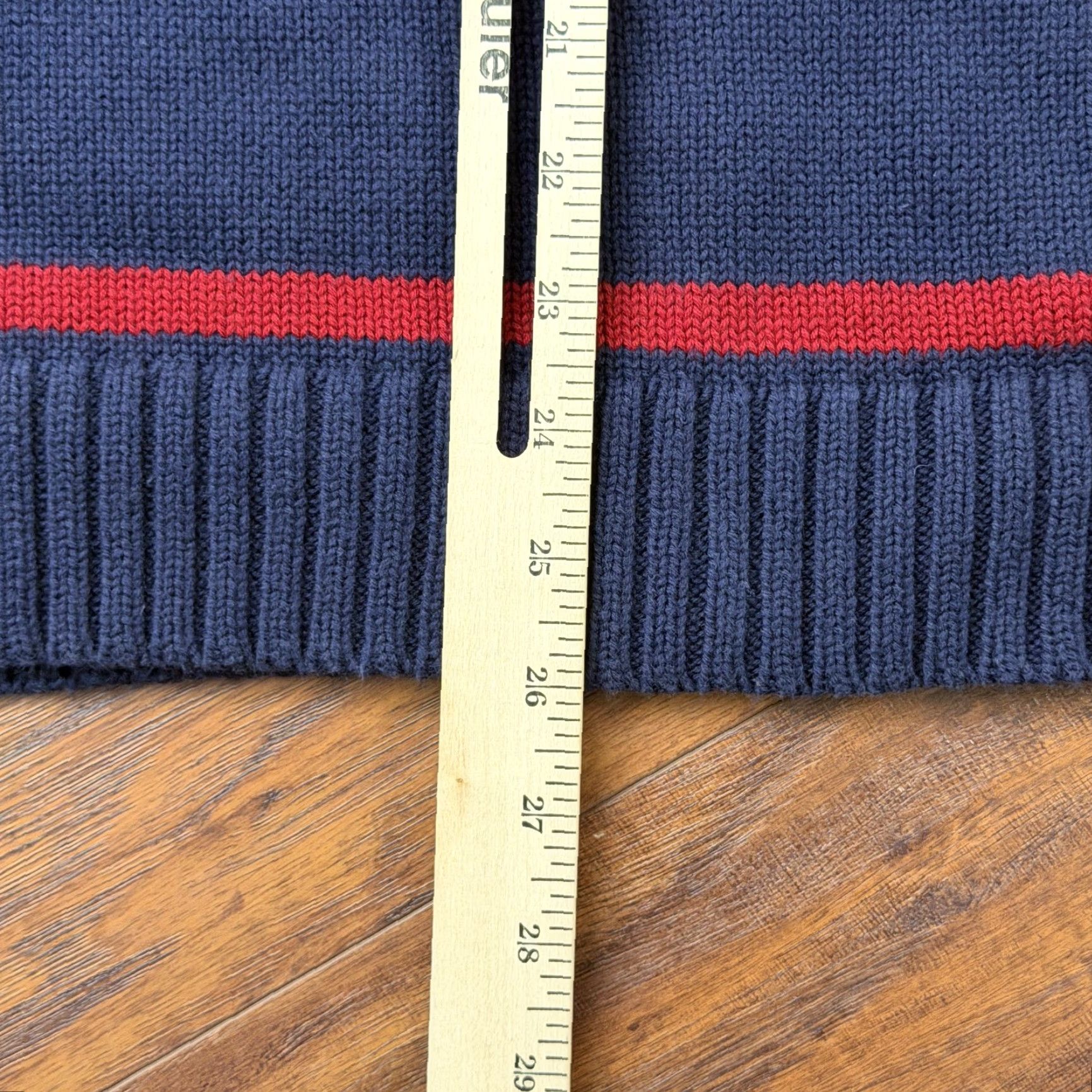 Tommy Hilfiger VINTAGE Tommy Hilfiger Sweater Mens XL Blue Red Striped Knit Pullover V-Neck Logo Pullover Knit Size US XL / EU 56 / 4 - 7 Thumbnail