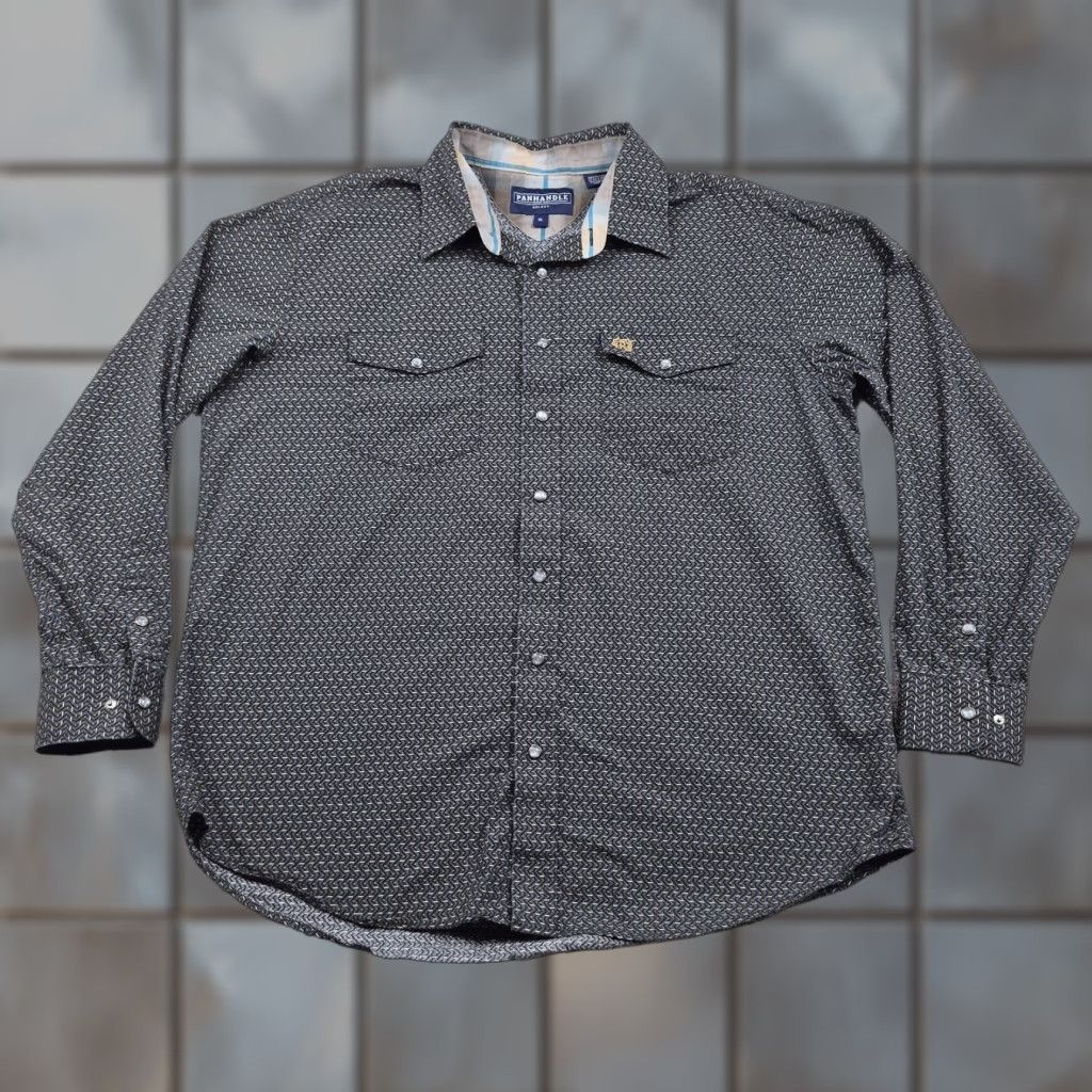 Vintage Panhandle Select Snap Up Shirt Mens XL Gray Geometric Western Long Sleeve Vintage No Size US XL / EU 56 / 4 - 1 Thumbnail