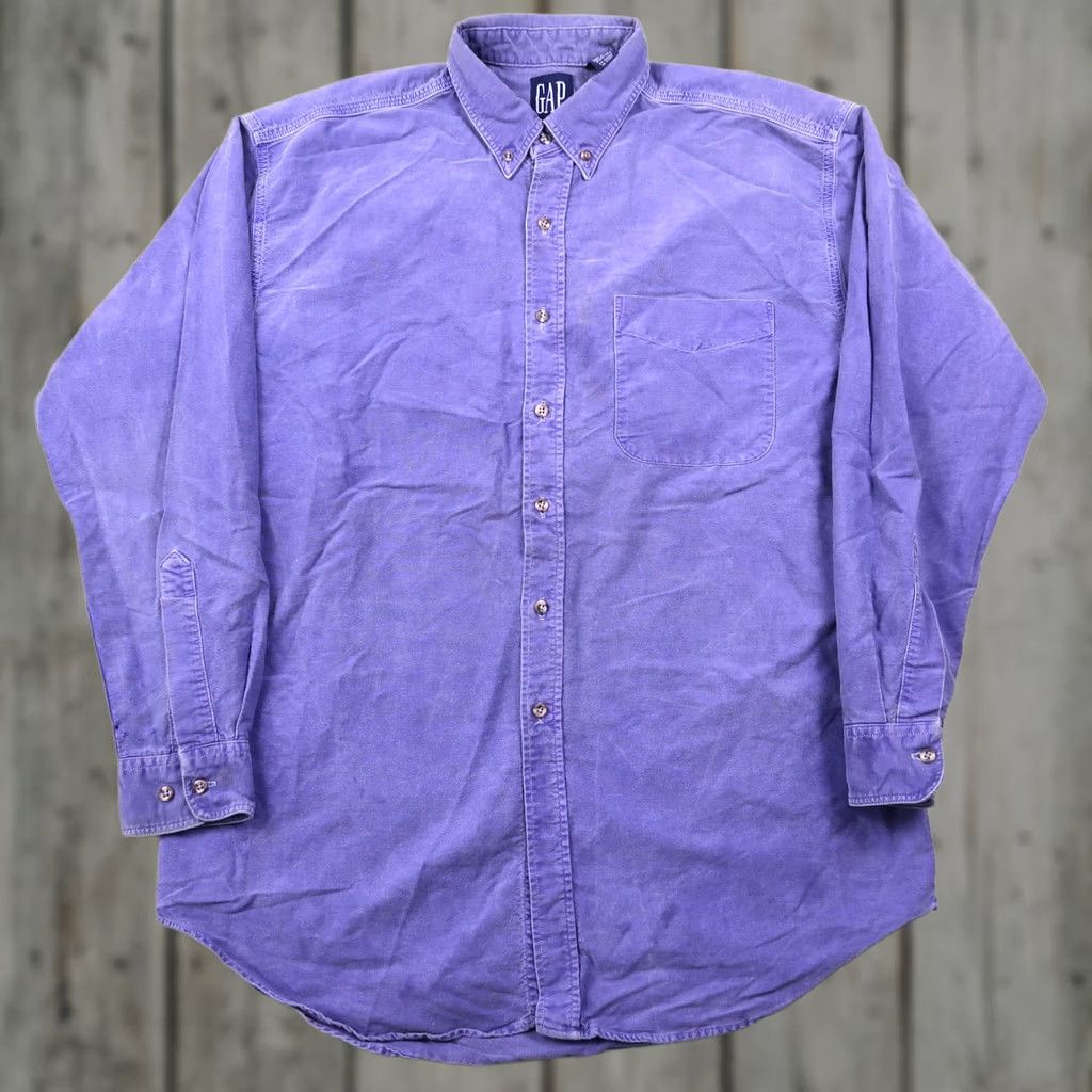 Gap VINTAGE Gap Work Shirt Men L Large Purple Cotton Long Sleeve Button-Up Size US L / EU 52-54 / 3 - 1 Thumbnail