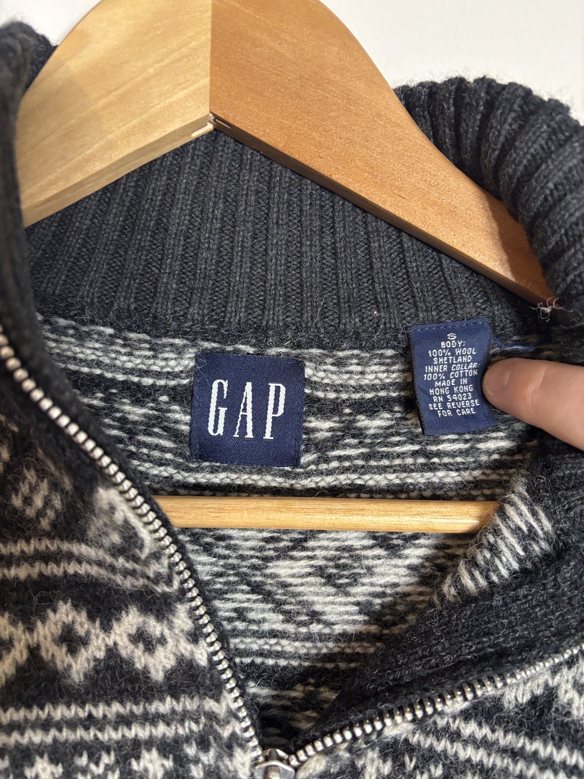 Gap Vintage GAP Shetland Wool Quarter Zip Sweater 90s Size US S / EU 44-46 / 1 - 3 Thumbnail