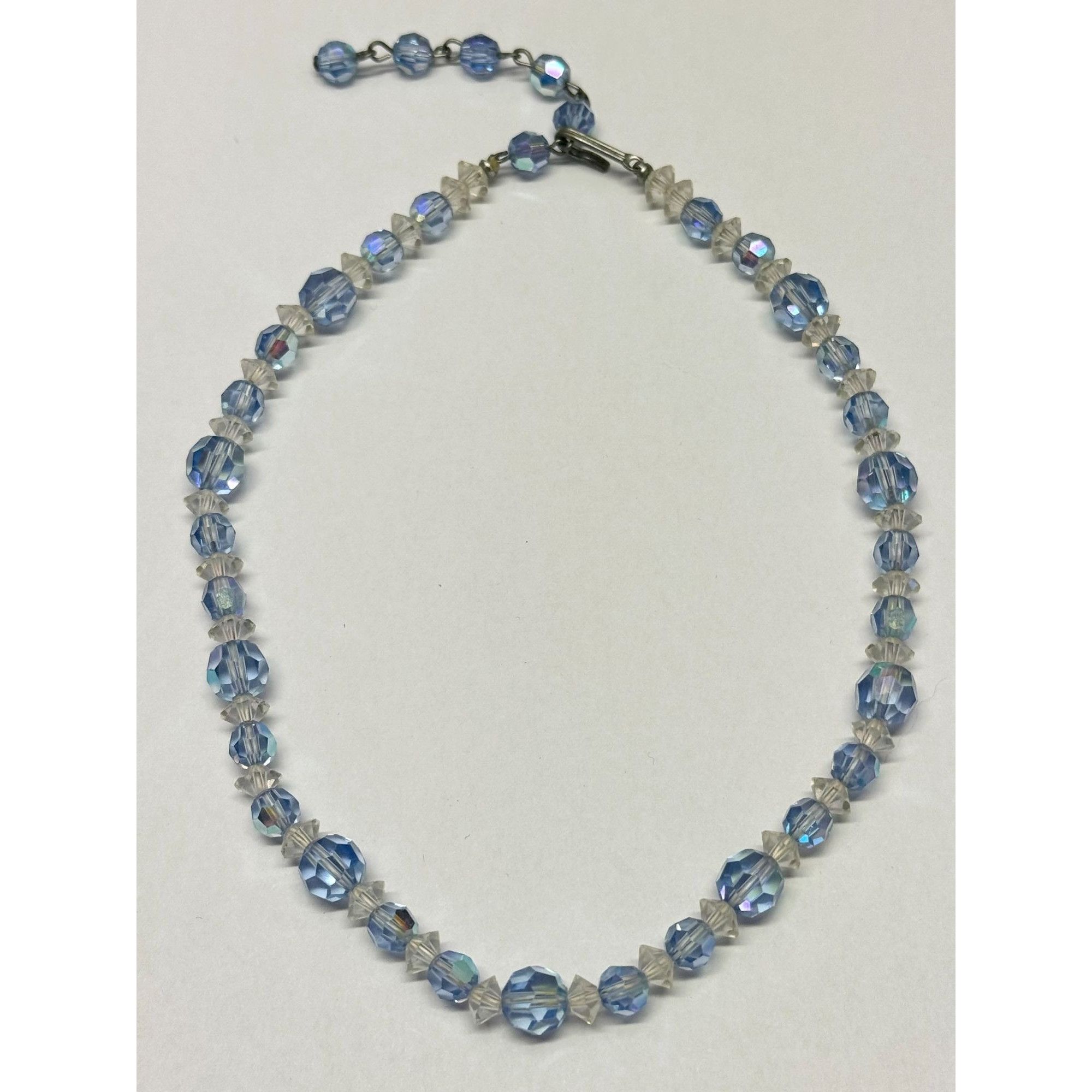 Vintage Vintage blue clear crystal beaded collar necklace Size ONE SIZE - 1 Thumbnail
