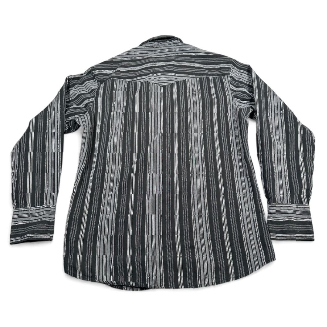Wrangler Wrangler Western Shirt Adult MEDIUM Black Gray Silver Striped Pearl Snap Cowboy Size US M / EU 48-50 / 2 - 3 Thumbnail