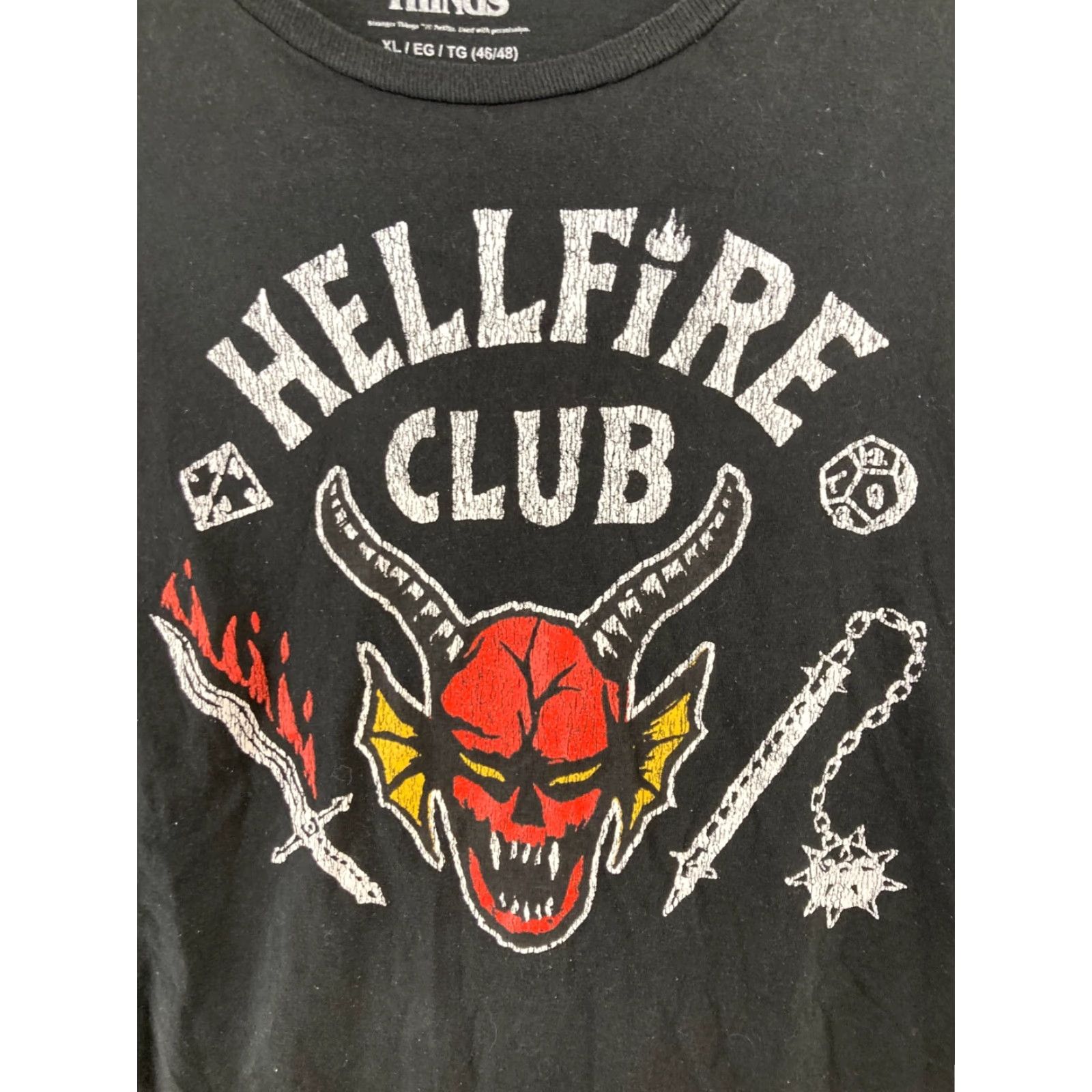 Vintage Stranger Things Mens TShirt XL Black Hellfire Club TV Shirt Mens XL Black Graphic Print Movie Retro Theme Stranger Things 100? Size US XL / EU 56 / 4 - 4 Thumbnail