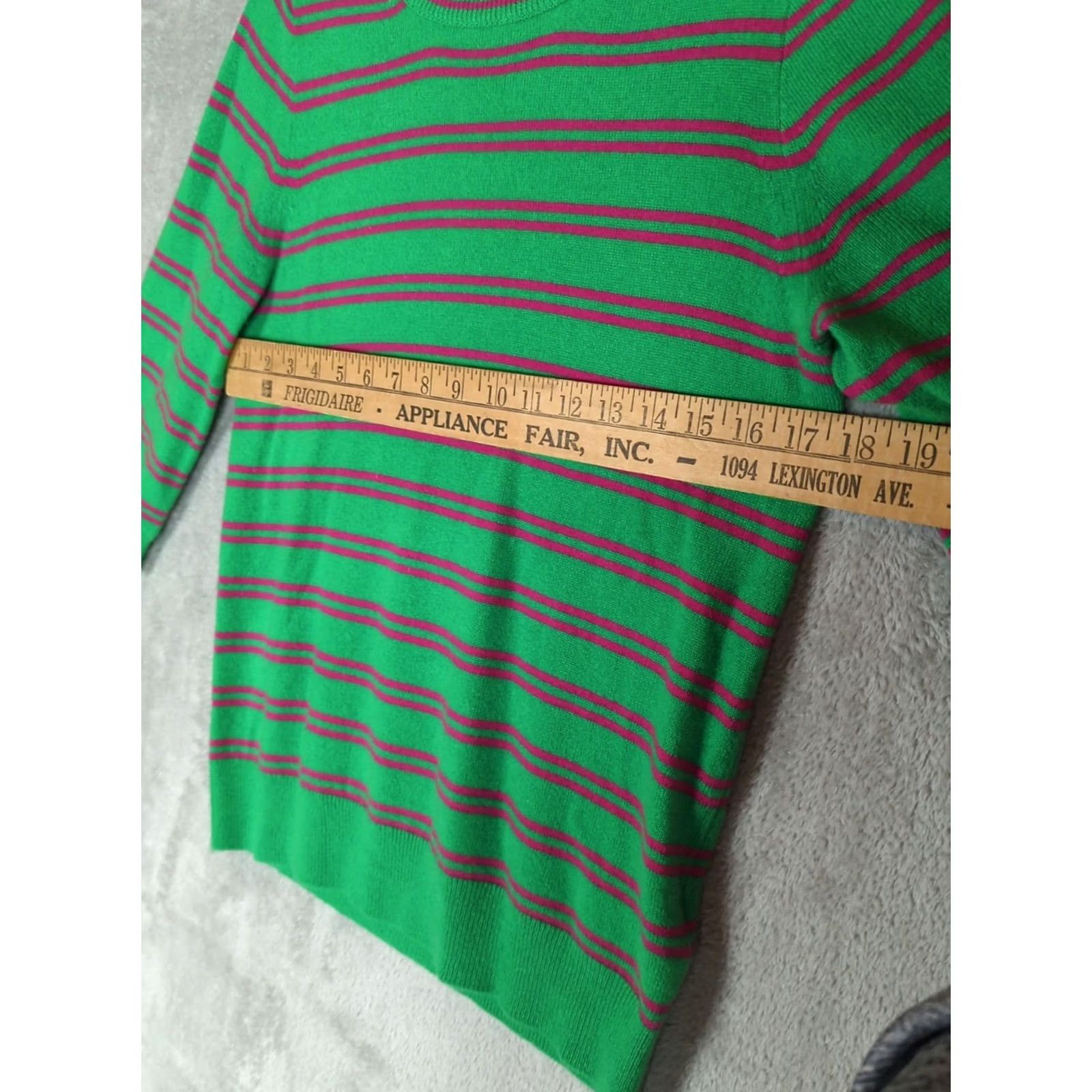 J.Crew J.CREW Italian Cashmere sweater M Multicolor Striped 3/4 Sleeve Round Neck Women Pullover, Casual, Regular Fit Size M / US 6-8 / IT 42-44 - 5 Thumbnail