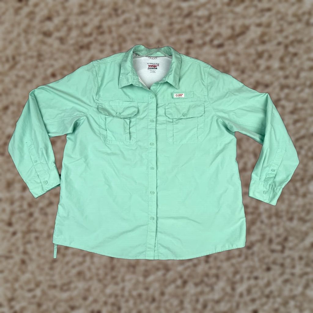 Wrangler VINTAGE Wrangler Shirt Men Extra Large Green Button-Up Long Sleeve Fishing Angler Outdoor Shirt Size US XL / EU 56 / 4 - 1 Thumbnail