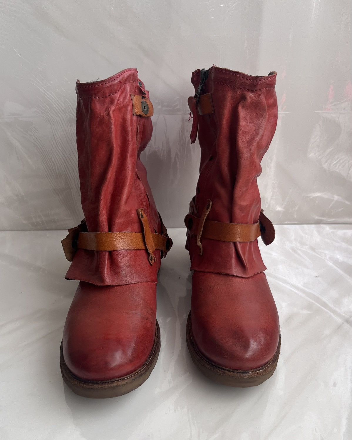 A.S.98 As 98 Airstep Zipper Boho Biker Red distressed boot Size US 8 / IT 38 - 2 Thumbnail