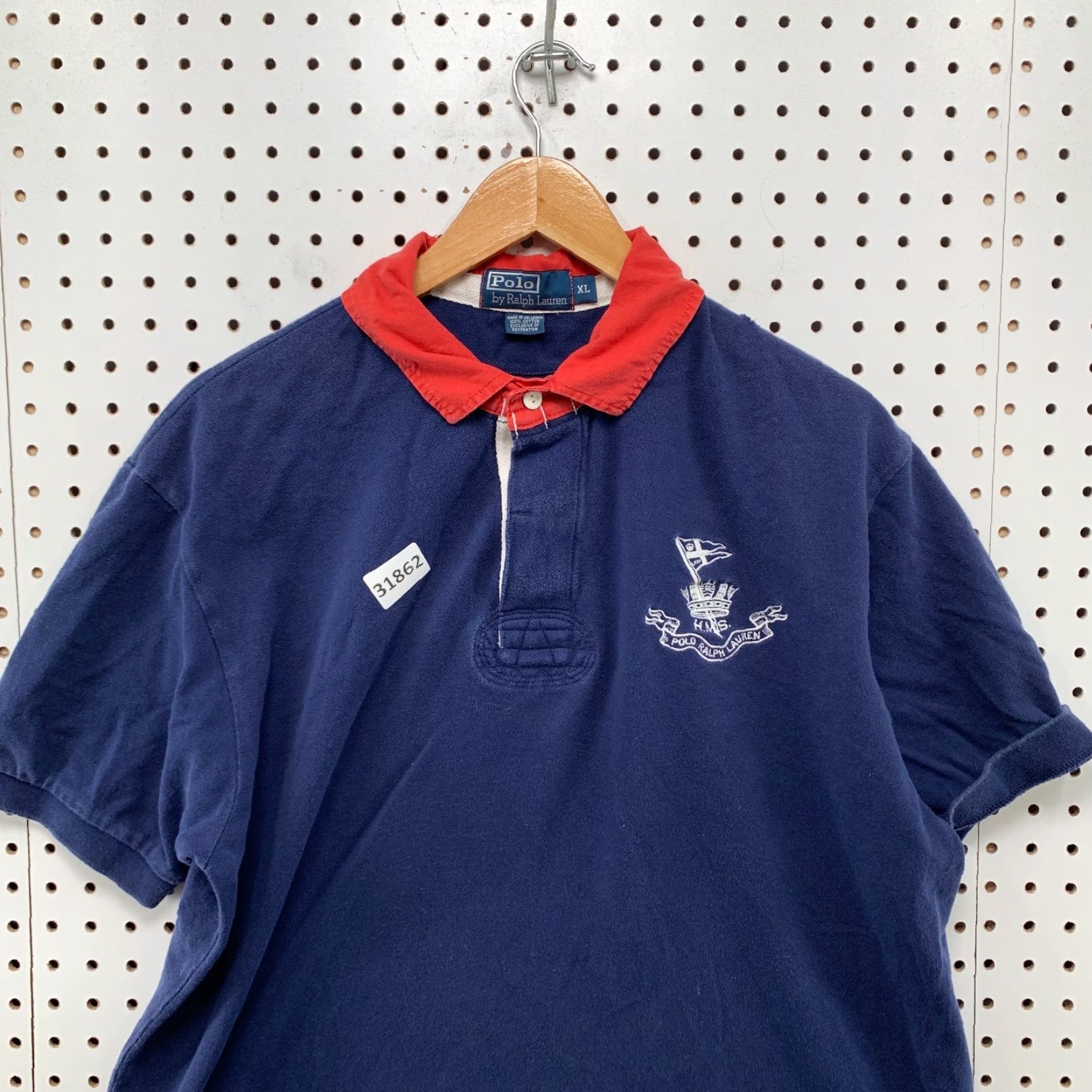 Polo Ralph Lauren VINTAGE Polo Ralph Lauren Rugby Shirt Men XL Blue Collared Nautical HMS 24x28.5 Size US XL / EU 56 / 4 - 6 Thumbnail
