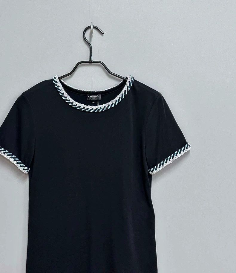 Chanel ChanelSmall logo rolled edge braided short sleeves 2503-Nex Size XXS / US 00 / IT 34 - 2 Thumbnail