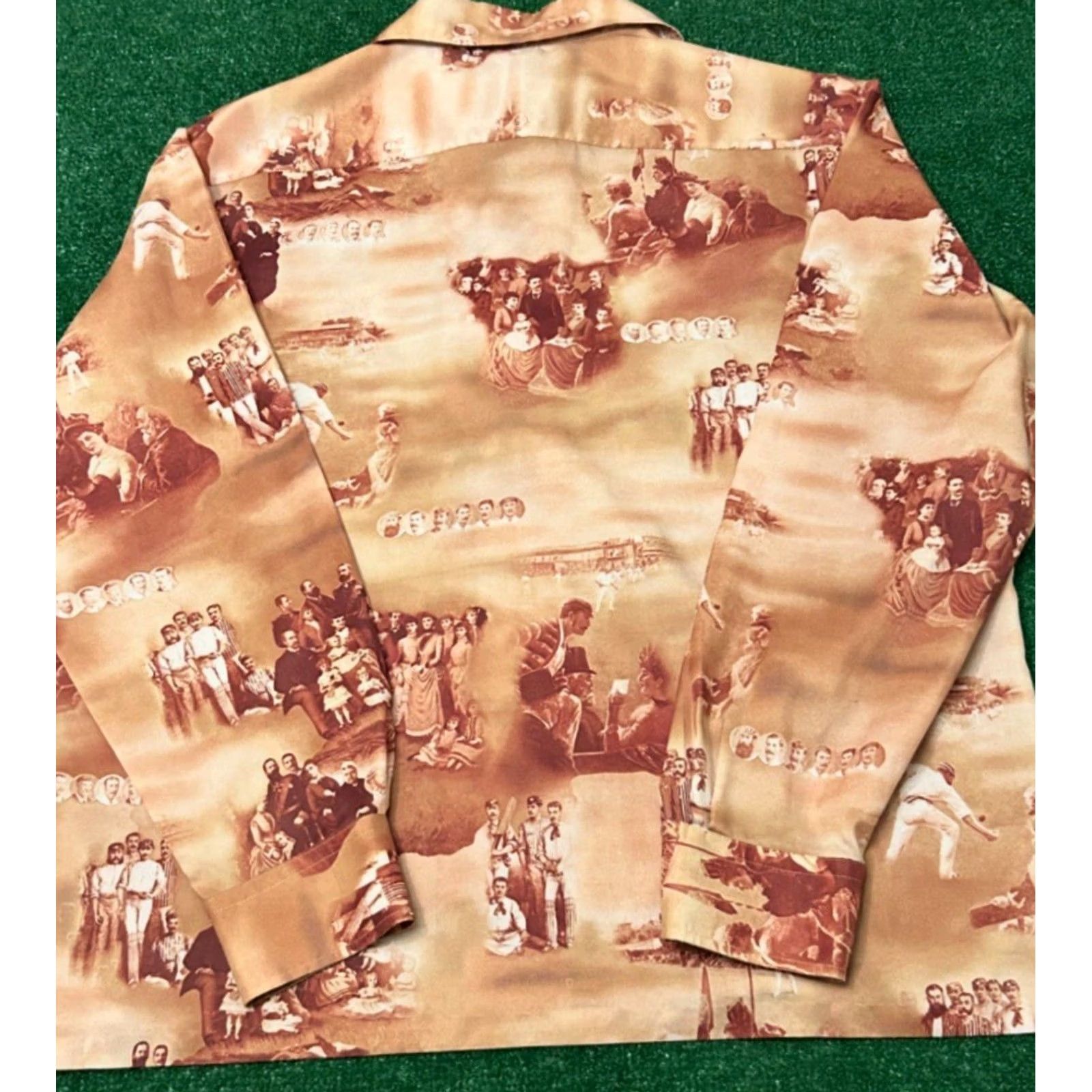 Gloverall VINTAGE All Over Print Button Up Shirt American History Art Mens XL 1970s 70s USA Brown Long Sleeve Button-Up Size US XL / EU 56 / 4 - 4 Thumbnail