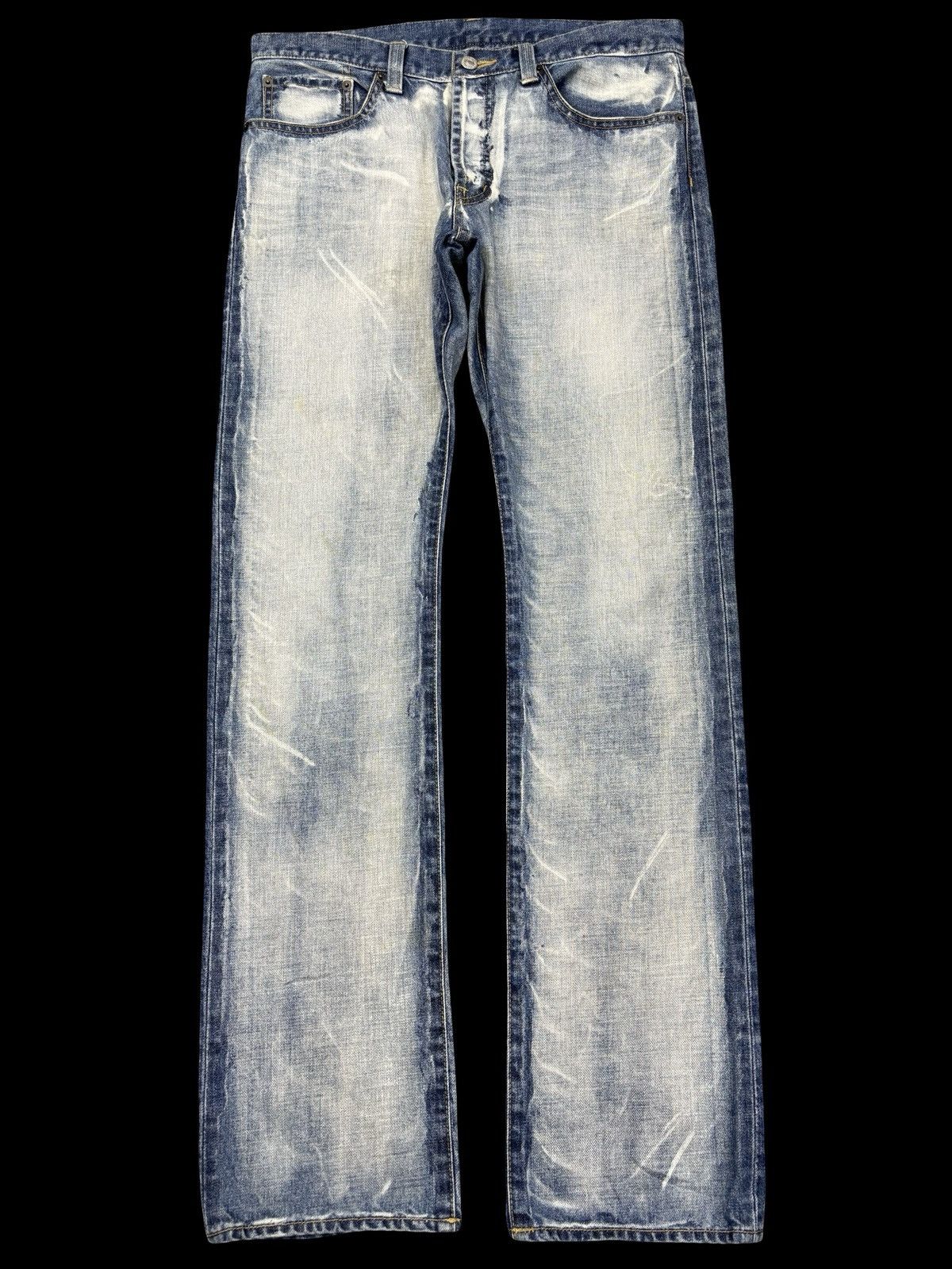 Japanese Brand 💥Insane 90s Style💥TK Bleaches All Over Denim K23 Size US 33 - 1 Thumbnail