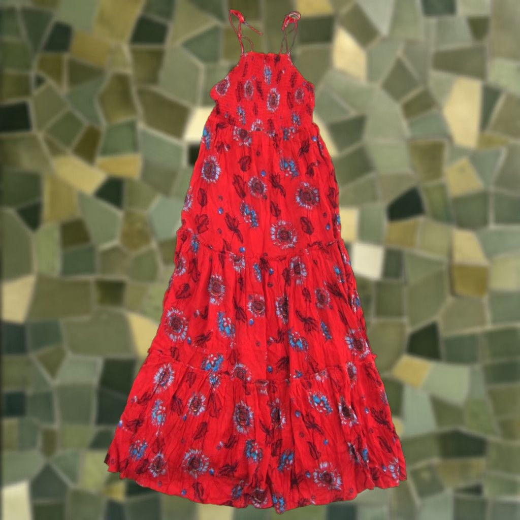 Free People Free People Intimately Rayon Red Floral Maxi Dress XS Size XS / US 0-2 / IT 36-38 - 1 Thumbnail