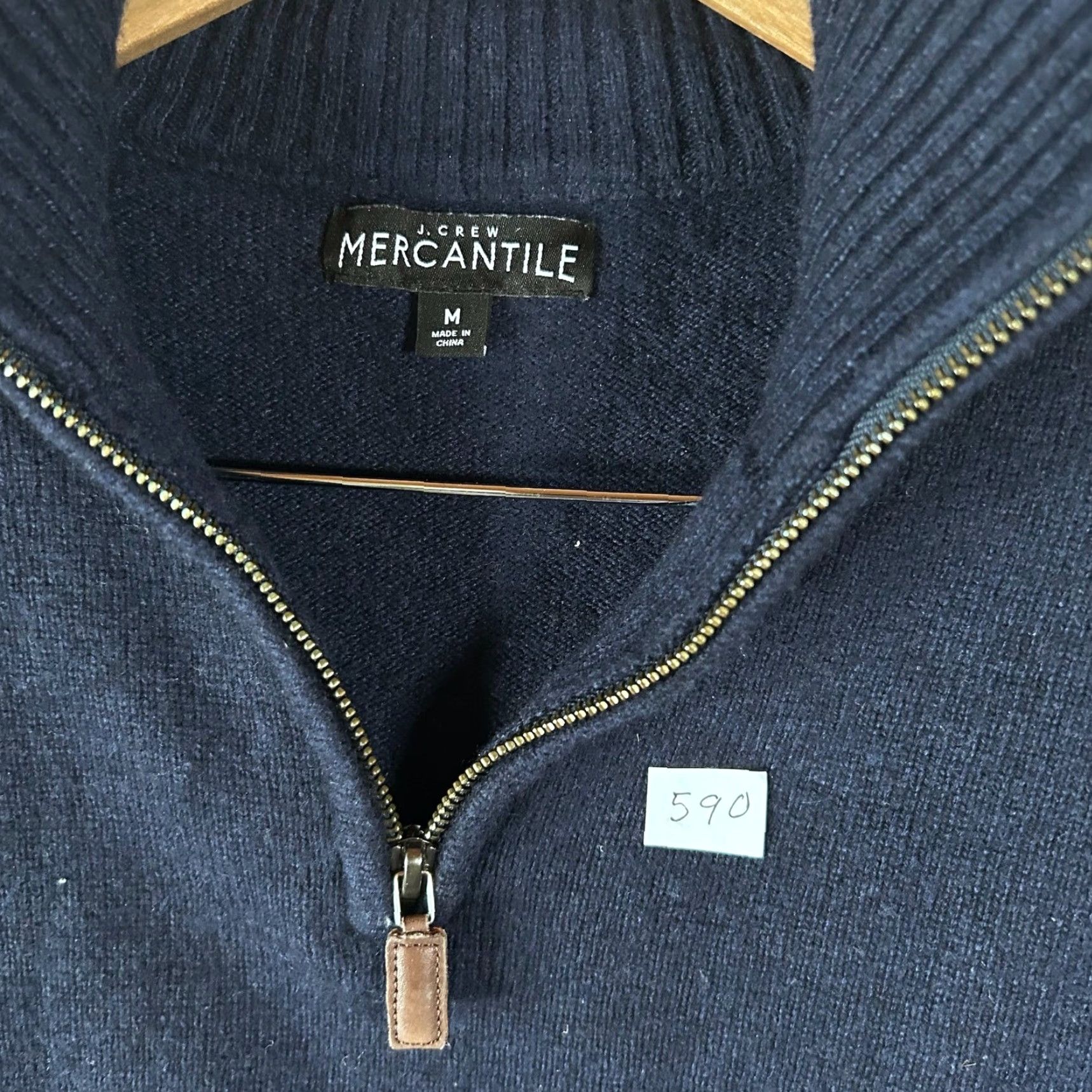J.Crew J.Crew Mercantile Mens Navy Blue Lambswool Blend Quarter Zip Sweater Medium Size US M / EU 48-50 / 2 - 2 Thumbnail