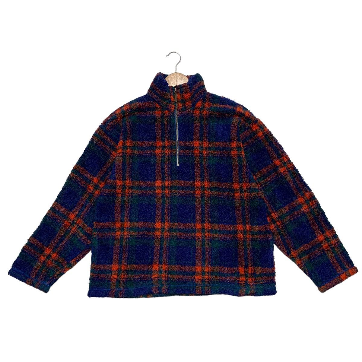Vintage LL Bean Tartan Deep Pile Fleece Sweater