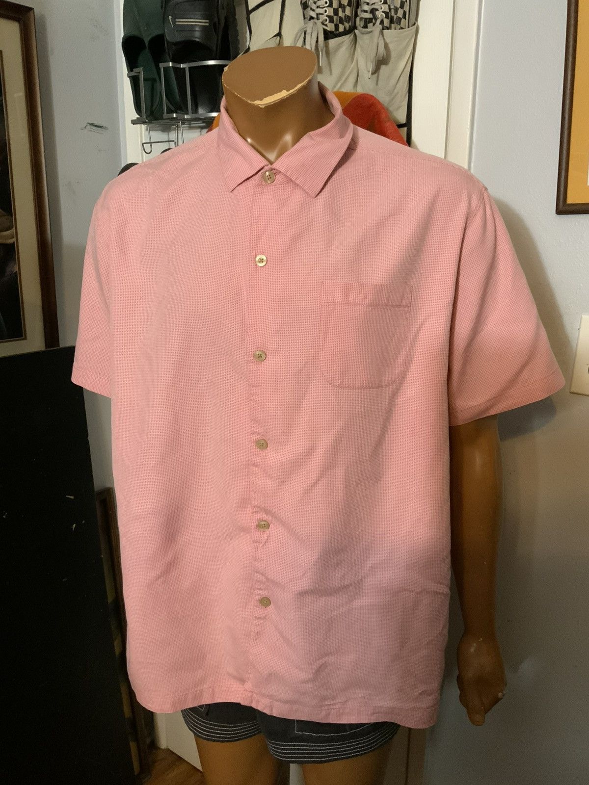 Tommy Bahama Tommy Bahama Island Modern Fit Pink Silk Cotton Travel Shirt Size US XL / EU 56 / 4 - 8 Thumbnail