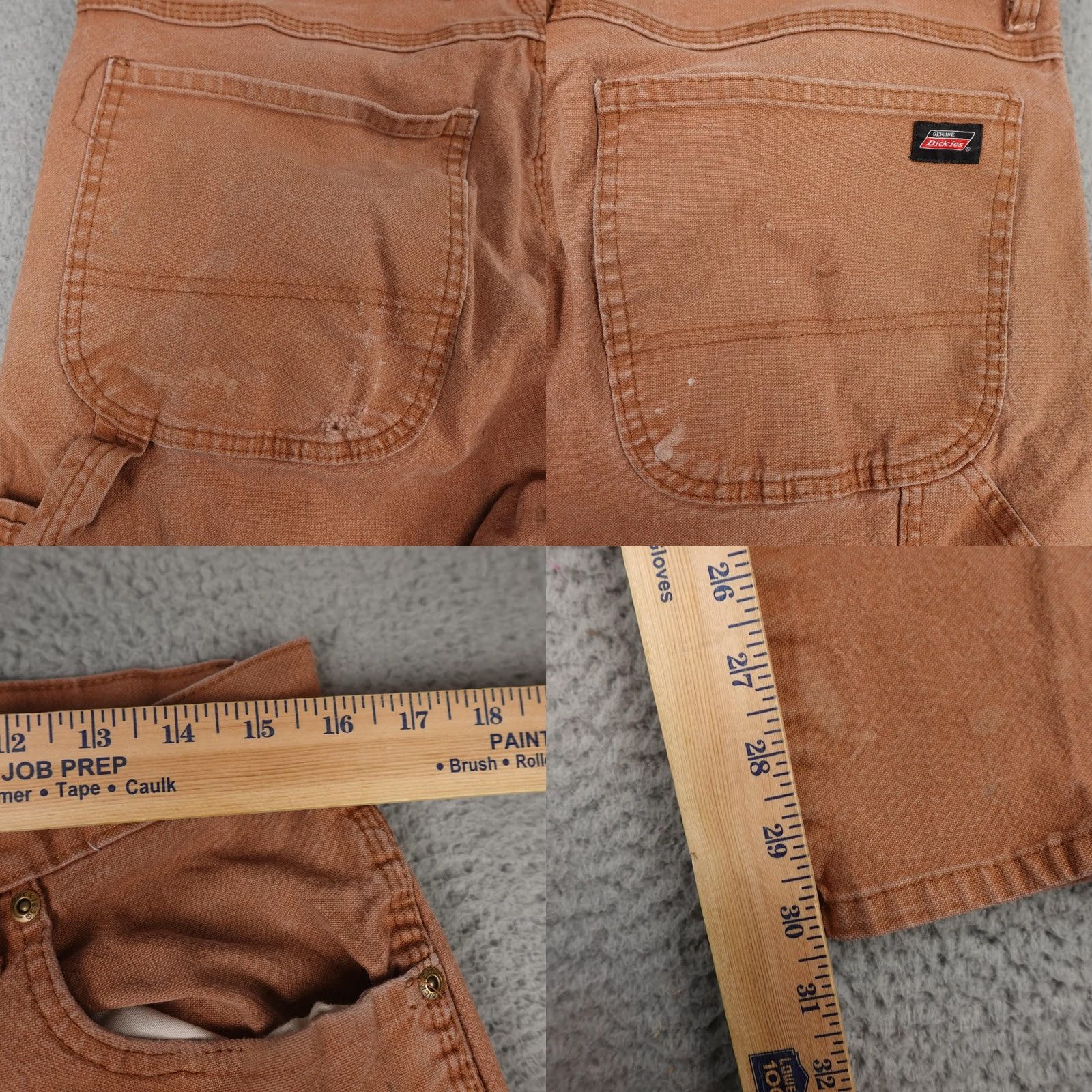 Dickies Dickies Carpenter Pants Mens 33x32 Brown Canvas Workwear Distressed Stains Size US 33 - 9 Thumbnail