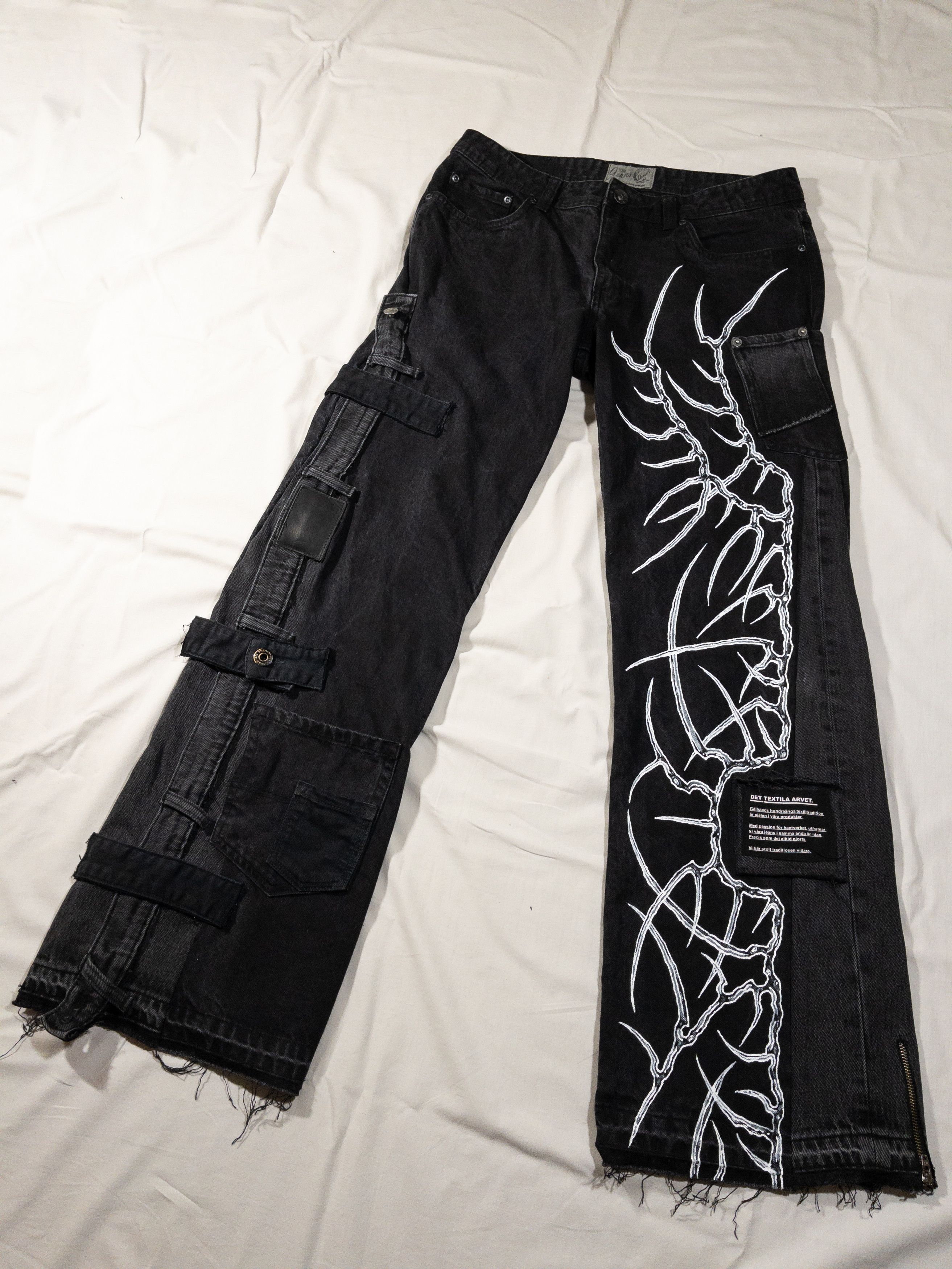 Black Denim Cyber Sigilism Patchwork Pants Jeans