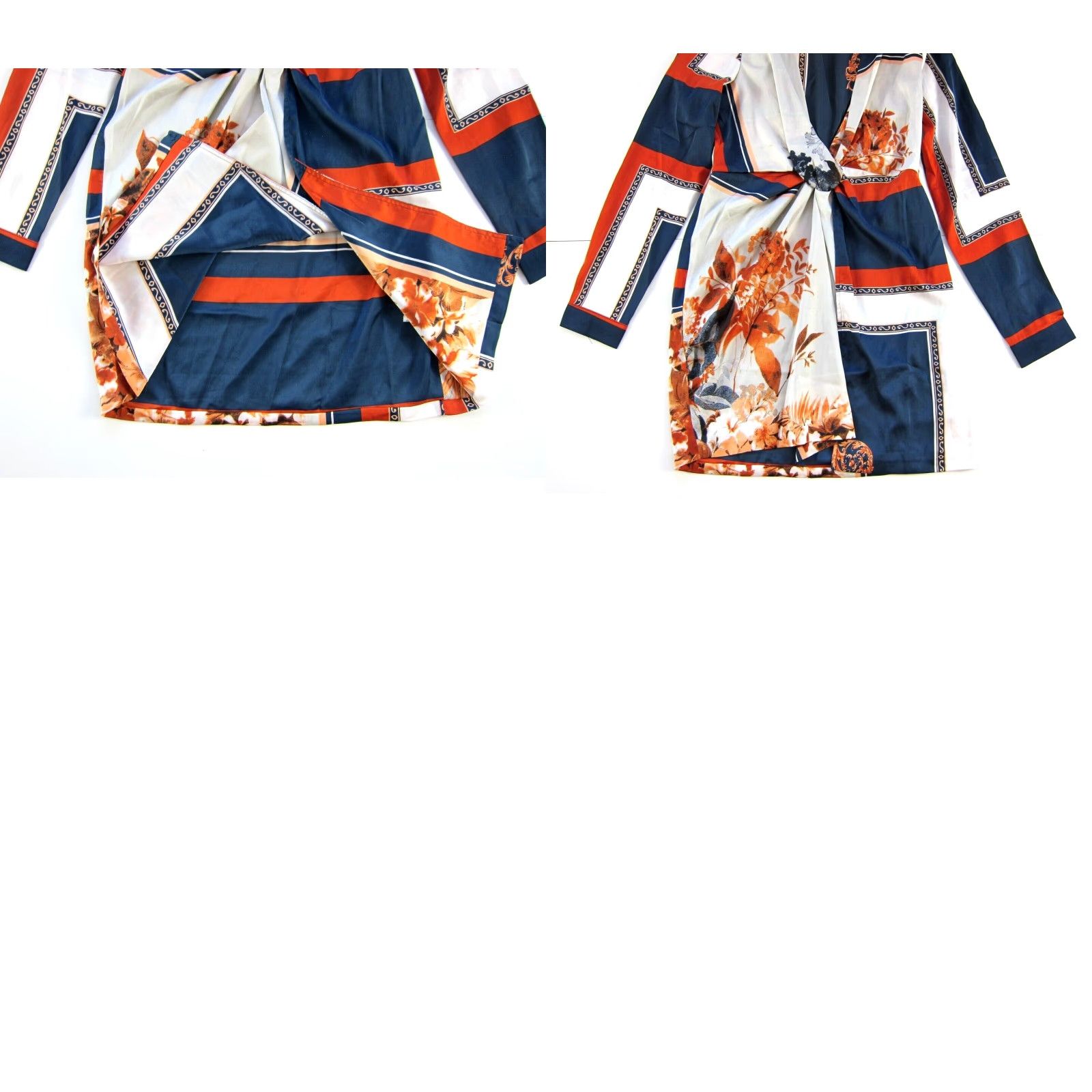 Fashion Nova Fashion Nova Orange Floral V-Neck Long Sleeve Dress Women Large Size L / US 10 / IT 46 - 8 Thumbnail