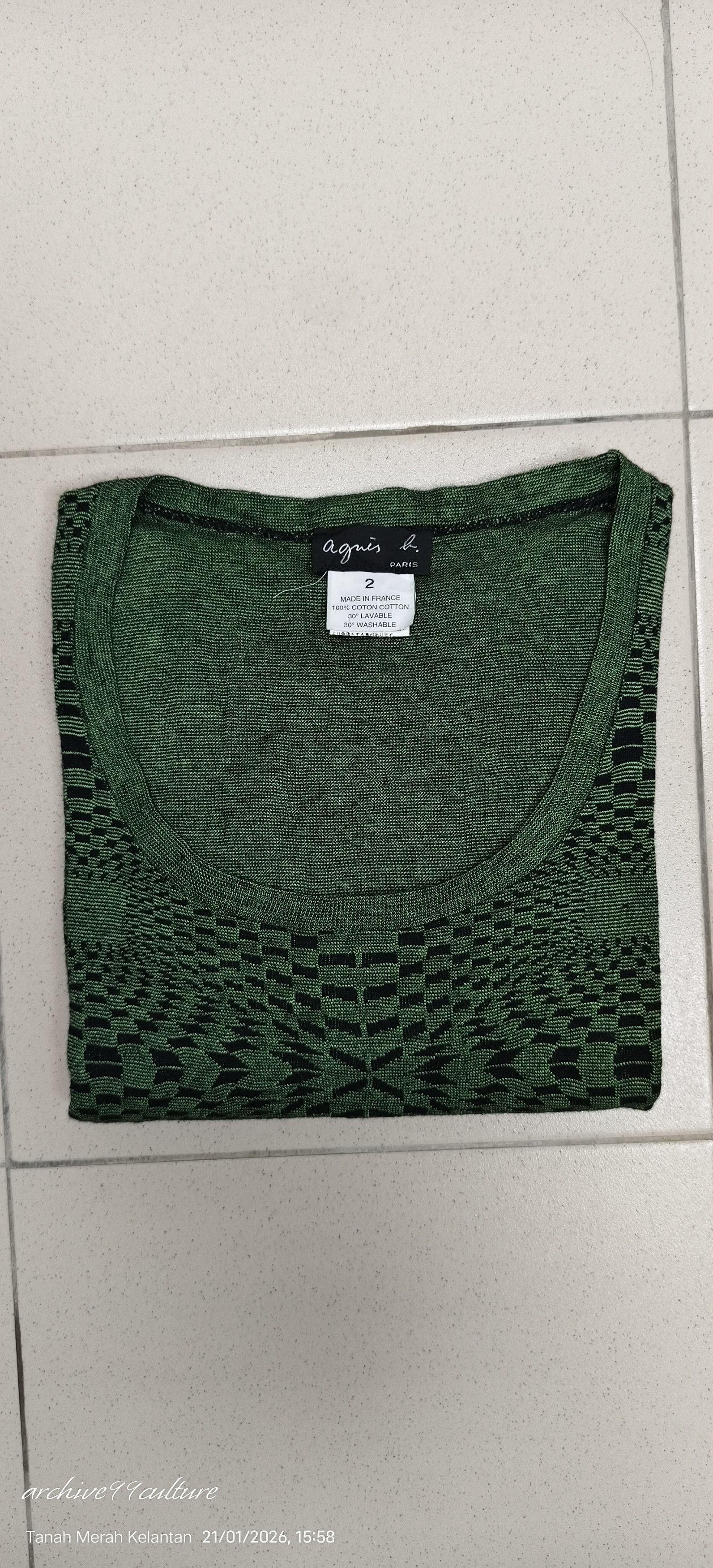 agnes b. Archive 90's cotton knit abstract sweater made in France Size XS / US 0-2 / IT 36-38 - 3 Thumbnail