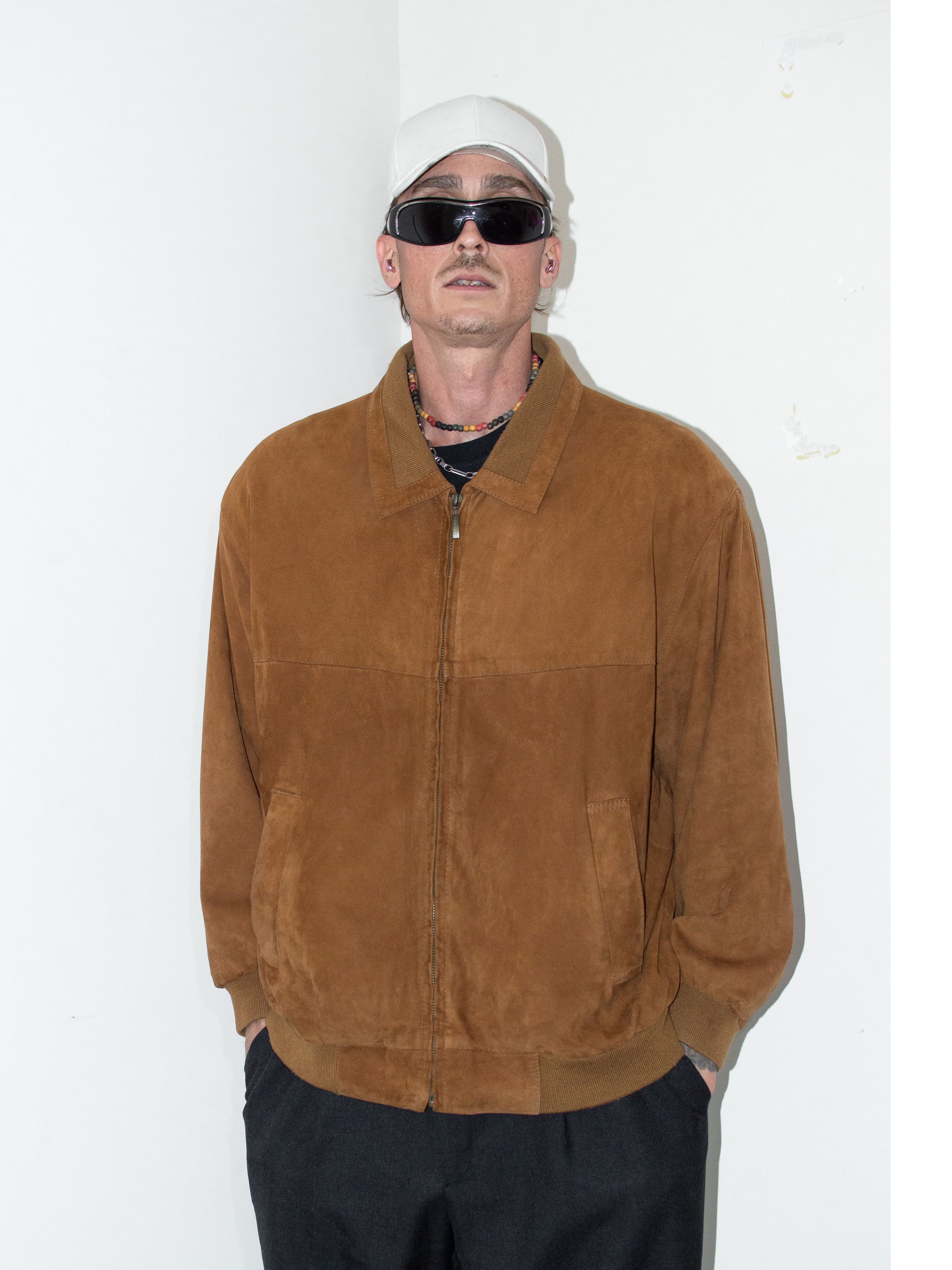 Japanese Brand × Vintage Vintage 80s Camel Real Leather Bomber Jacket Size US M / EU 48-50 / 2 - 1 Thumbnail