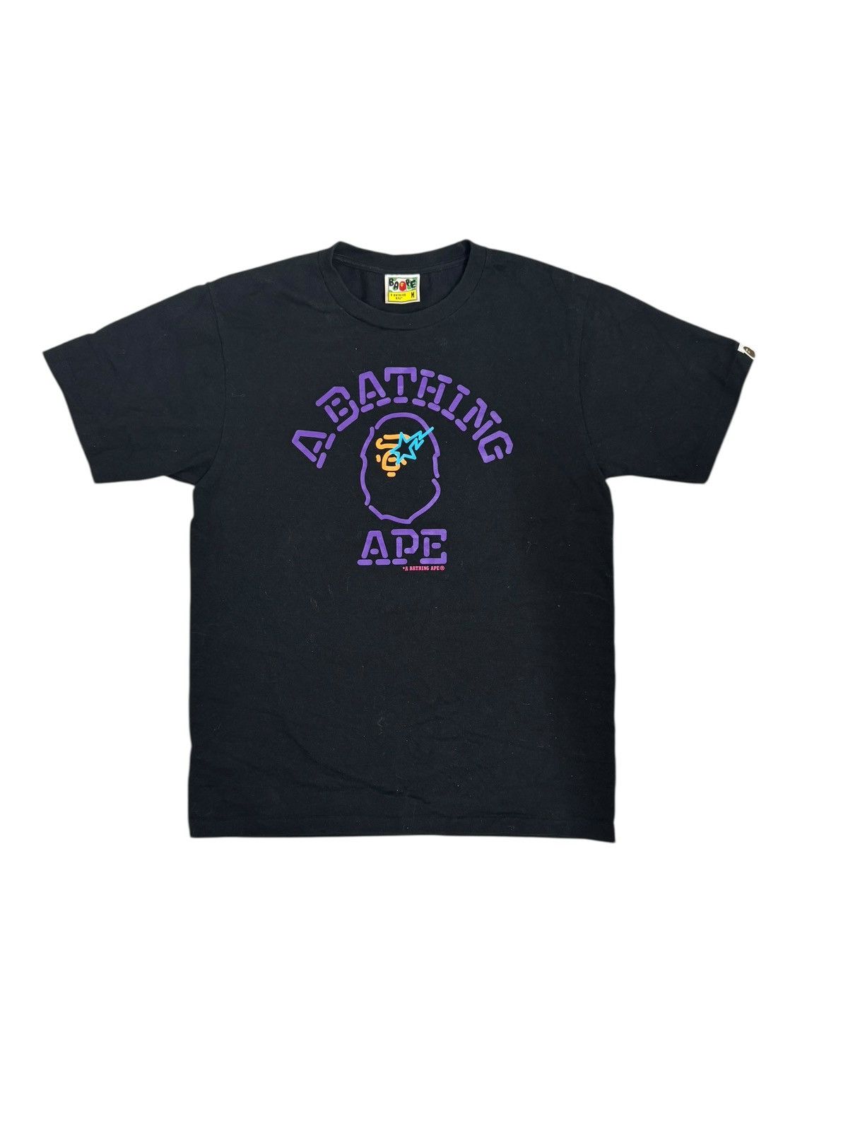 Bape Bape A Bathing Ape Neon Camo College Tee Black Medium Size US M / EU 48-50 / 2 - 1 Thumbnail