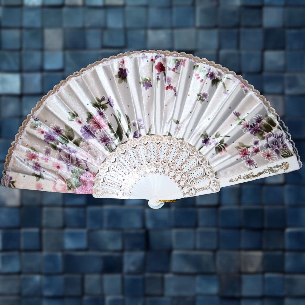 Vintage Unbranded Hand Fan with Flower Design Small Adult 16-inch Vintage Summer Accessory Size ONE SIZE - 1 Preview