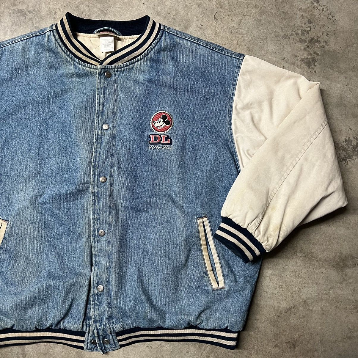 Disney × Mickey Mouse × Vintage Vintage Y2K Disneyland Mickey Mouse Denim Varsity Jacket Size US XXL / EU 58 / 5 - 1 Thumbnail