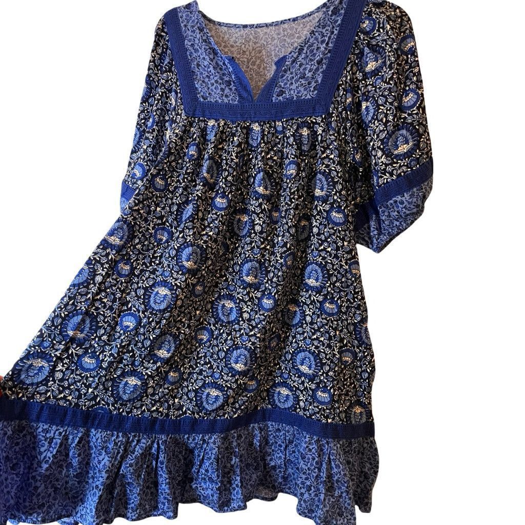 Old Navy Gap Puff Sleeve Printed Mini Swing Tunic Dress Sz L Size L / US 10 / IT 46 - 2 Thumbnail