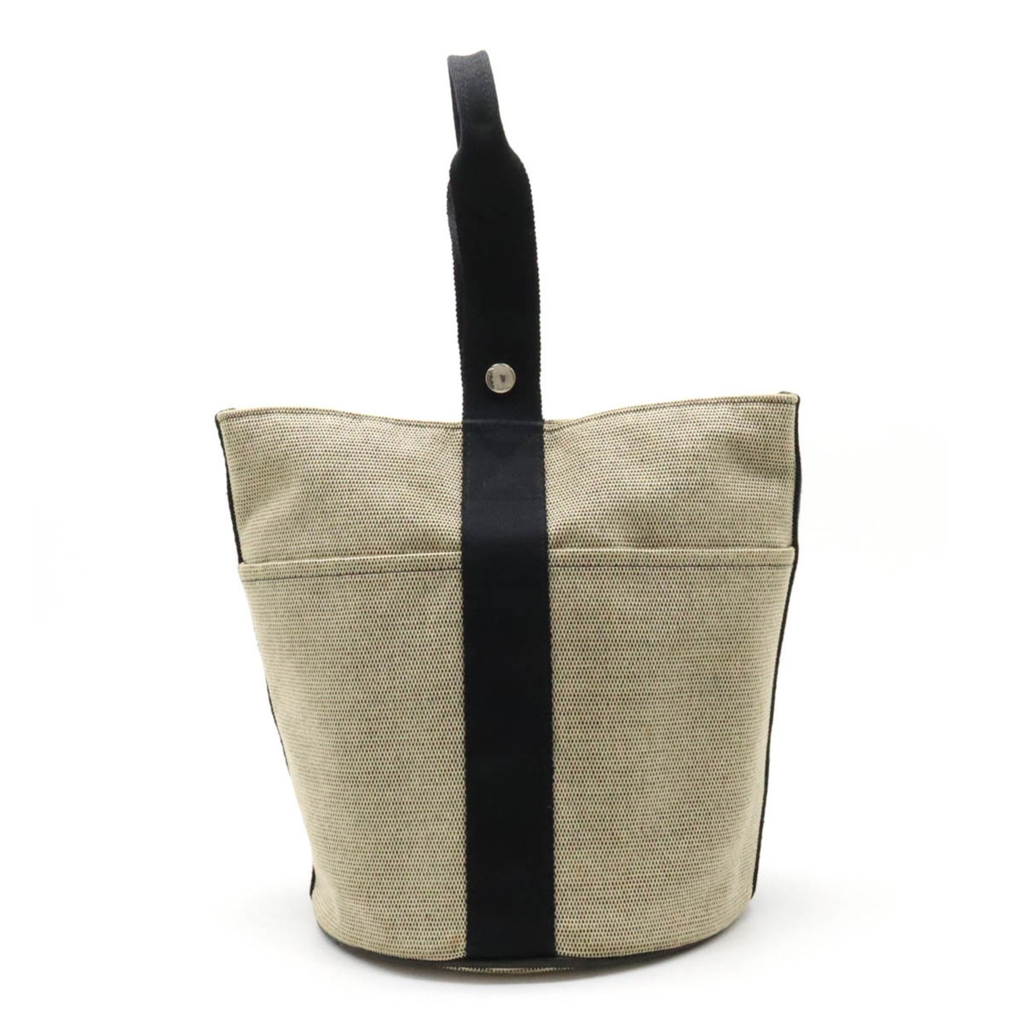 image of Hermes Saxo Mm Handbag Toile Ash Beige Black, Women's