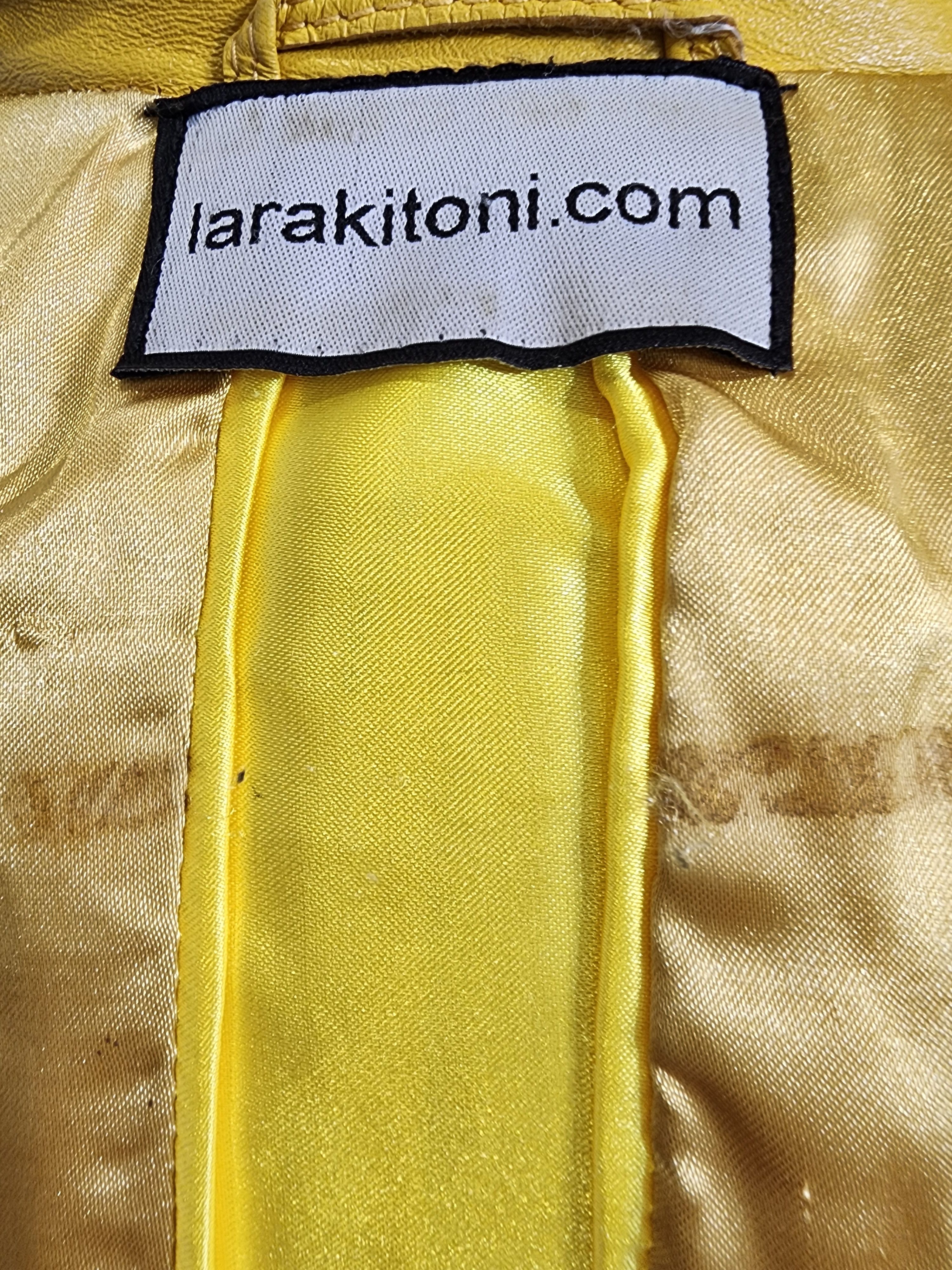 Genuine Leather Yellow Leather Hooded Jacket: Women's Sport Coat Size M / US 6-8 / IT 42-44 - 9 Thumbnail