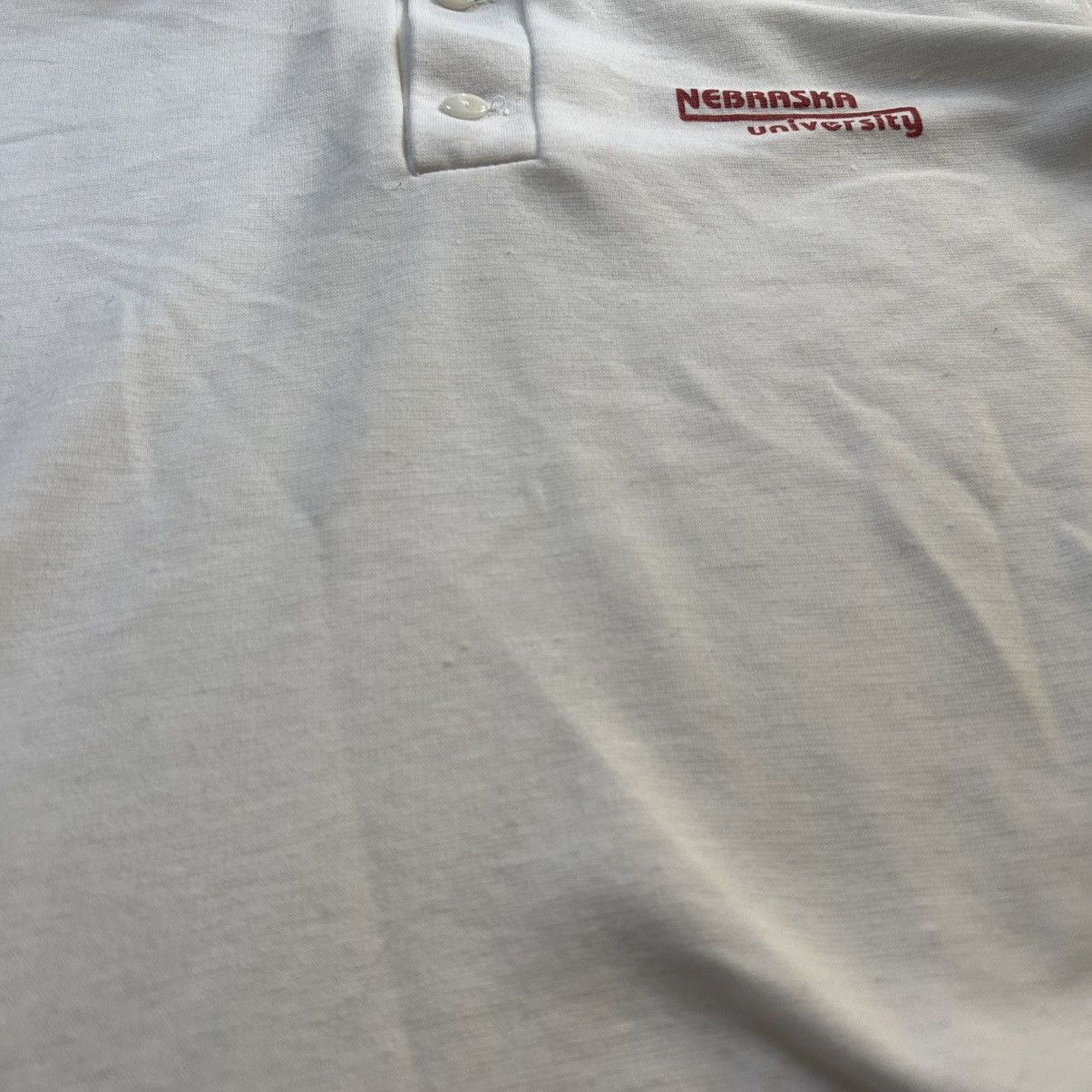 Vintage 70s UNiVERSiTY iSSUE NEBRASKA KNiT POLO COLLAR SHiRT UNL UNO Size US L / EU 52-54 / 3 - 7 Thumbnail