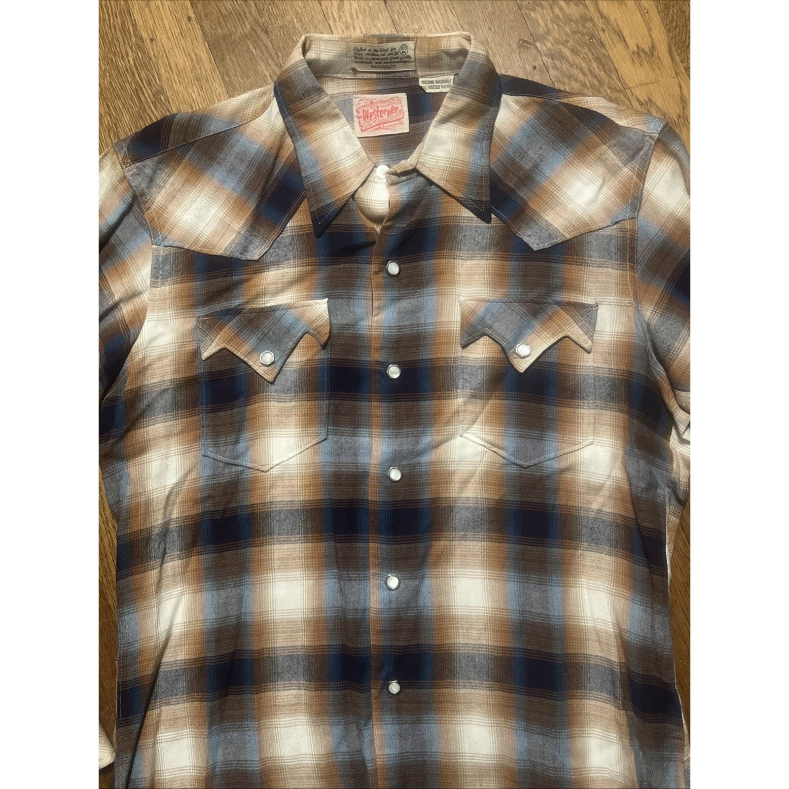 The Unbranded Brand Vtg 50s Heavy Rayon Shadow Plaid Shirt Sawtooth Pearl Snap M Size US M / EU 48-50 / 2 - 8 Thumbnail
