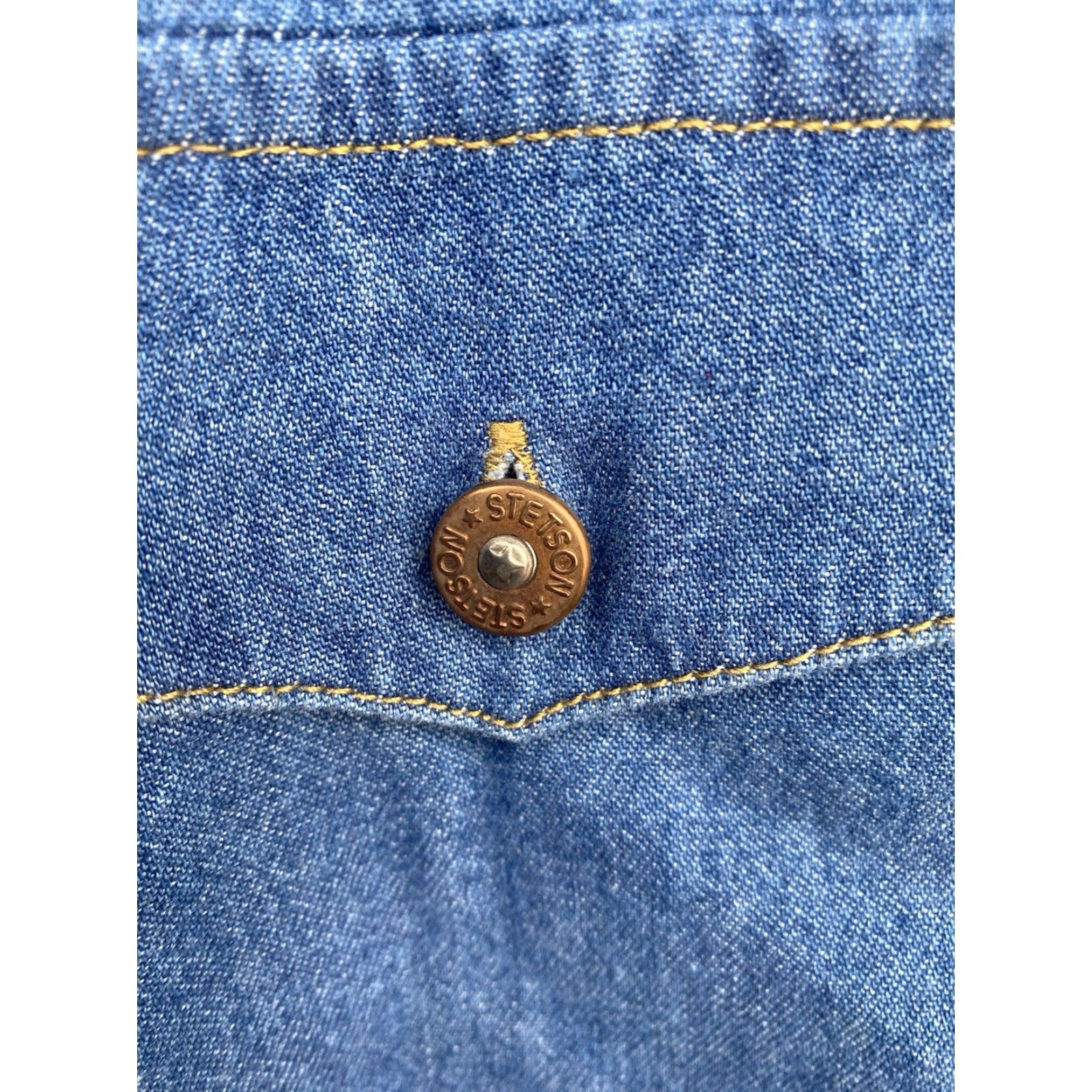 Stetson Stetson Denim Button-Up Shirt Western Mens L Blue Leather Trim Embroidered Pockets Bullet Buttons NWT Button-Up Shirt Size US L / EU 52-54 / 3 - 5 Thumbnail