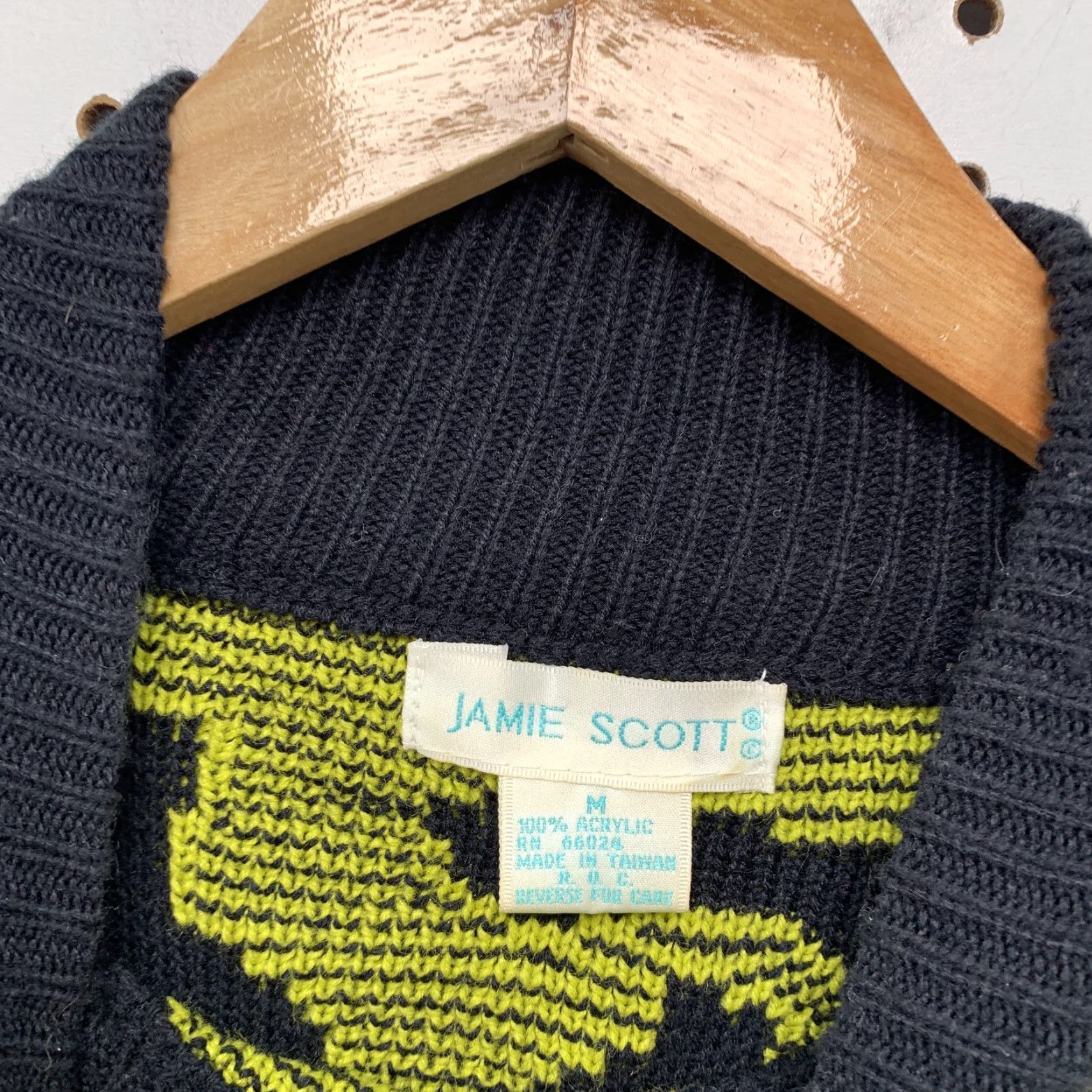 Vintage VINTAGE Jamie Scott Knit Sweater Womens Medium Black Yellow Pullover Casual Crew Neck Long Sleeve Winter Fall Size M / US 6-8 / IT 42-44 - 5 Thumbnail
