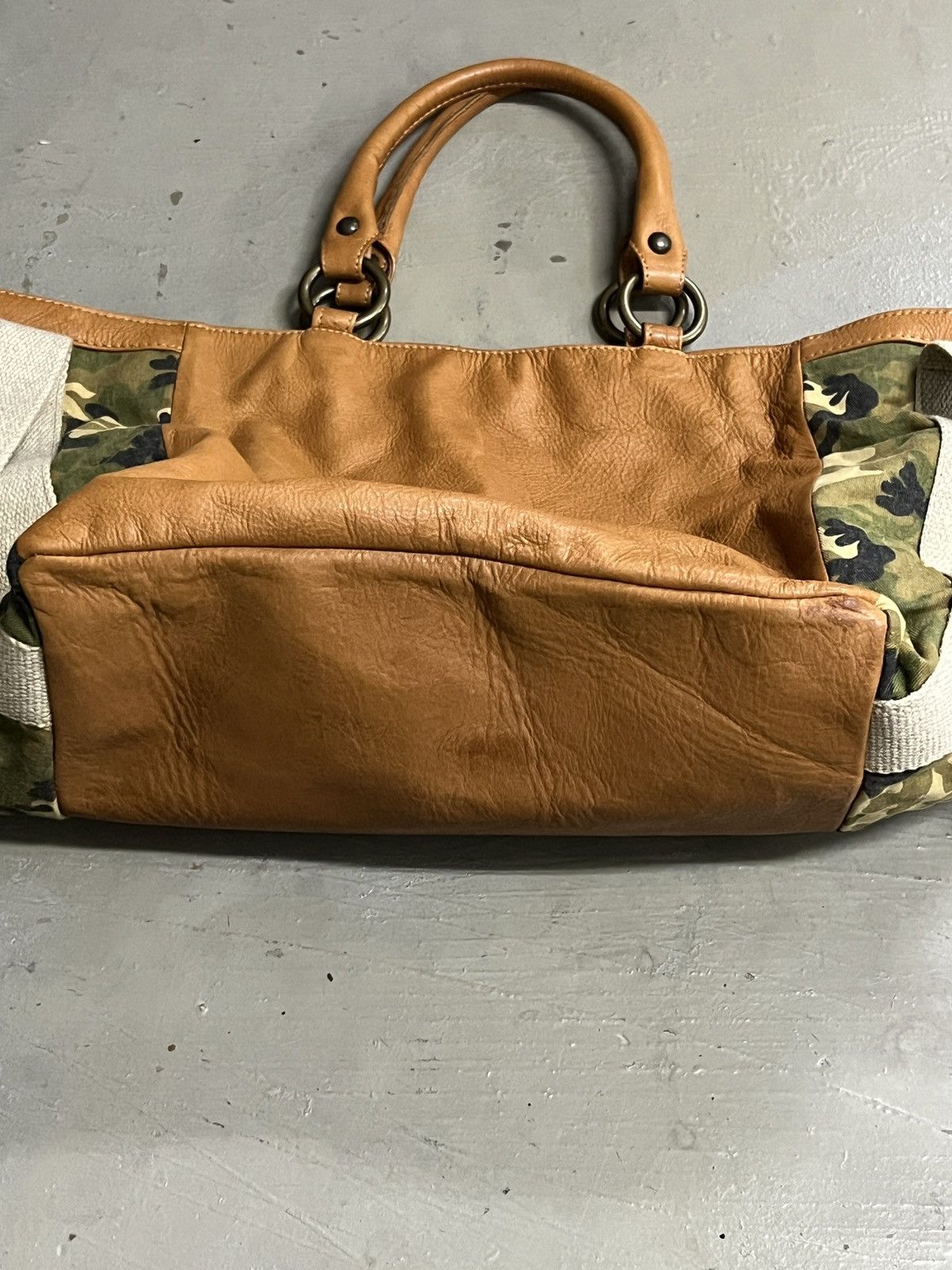Leather Leather Hybrid Camo Canvas Patina Brown Leather Weekend Bag Size ONE SIZE - 13 Thumbnail