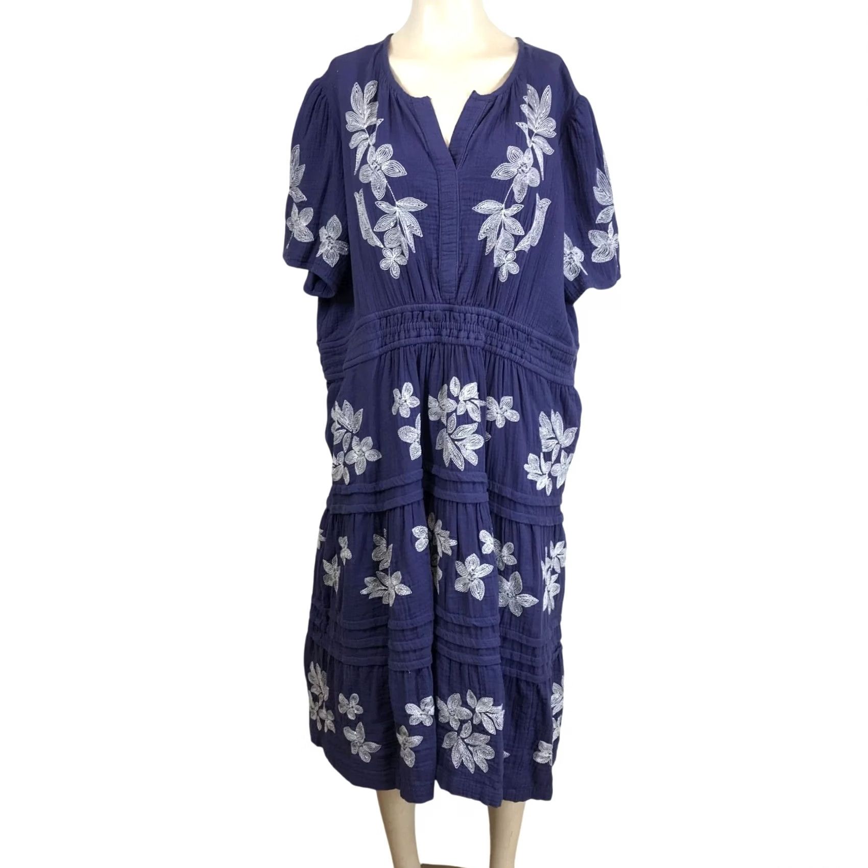 Vintage Draper's & Damon's Women's Petite XL Purple Embroidered Floral Ruffle Dress Dress, Petite, Purple, Fit & Flare, Short, Womens, PXL Size XL / US 12-14 / IT 48-50 - 2 Thumbnail