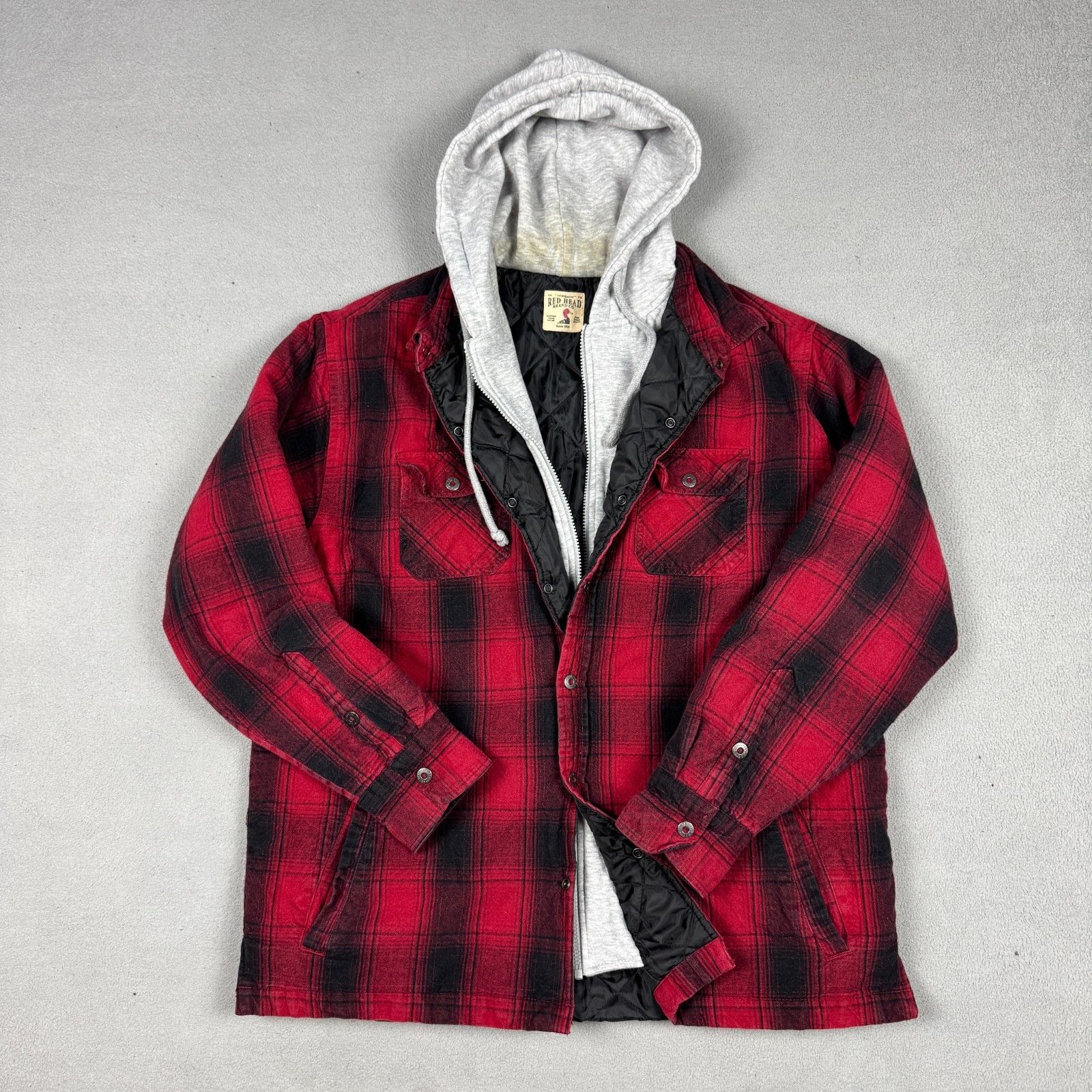 Vintage Vintage Red Head Hooded Flannel Shacket Buffalo Plaid XL Size US XL / EU 56 / 4 - 6 Thumbnail