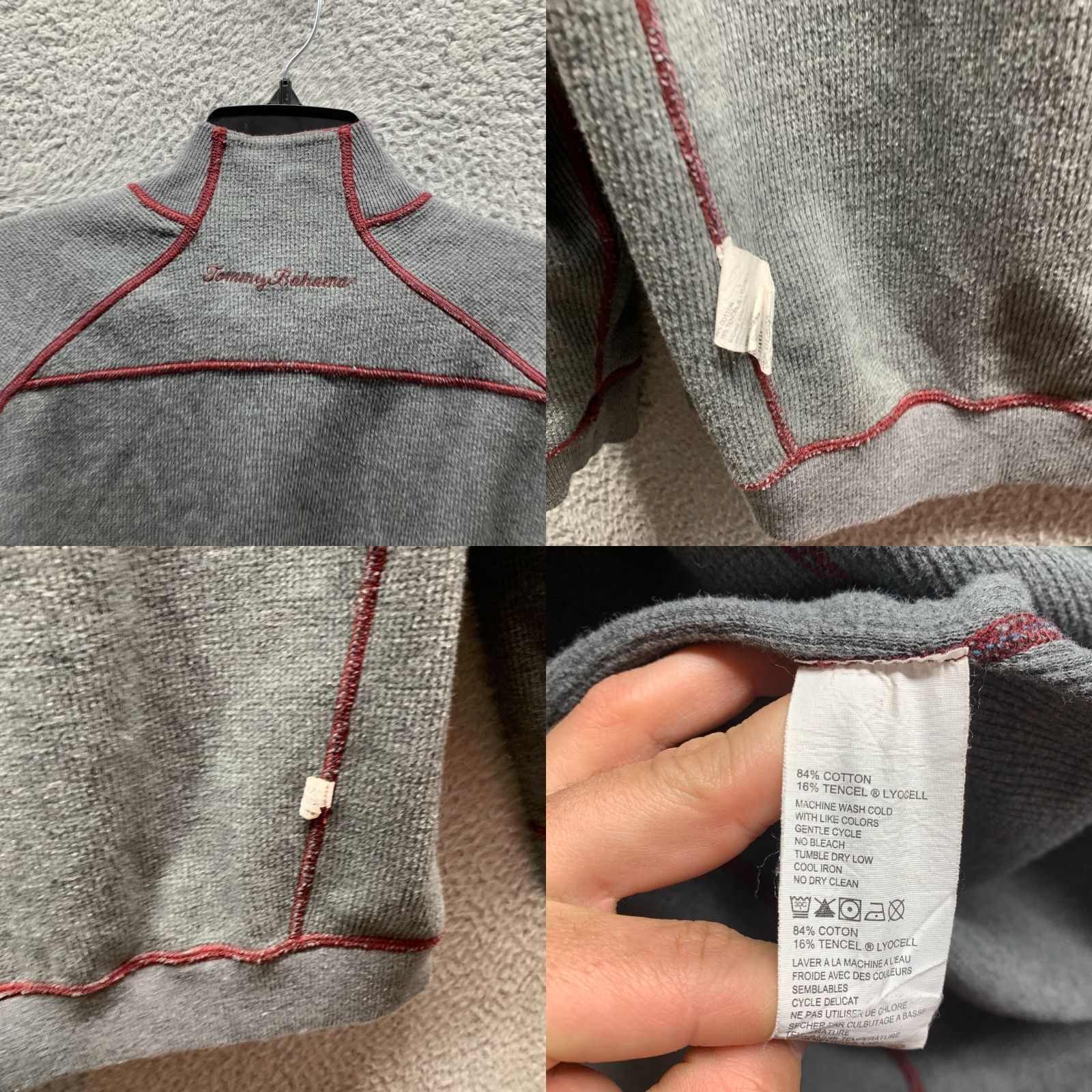 Tommy Bahama VINTAGE Tommy Bahama Sweatshirt Mens Adult Medium Gray Reversible Cotton 1/4 Zip 90s Pullover Knit Mock Neck Zip Shirt Size US M / EU 48-50 / 2 - 8 Thumbnail
