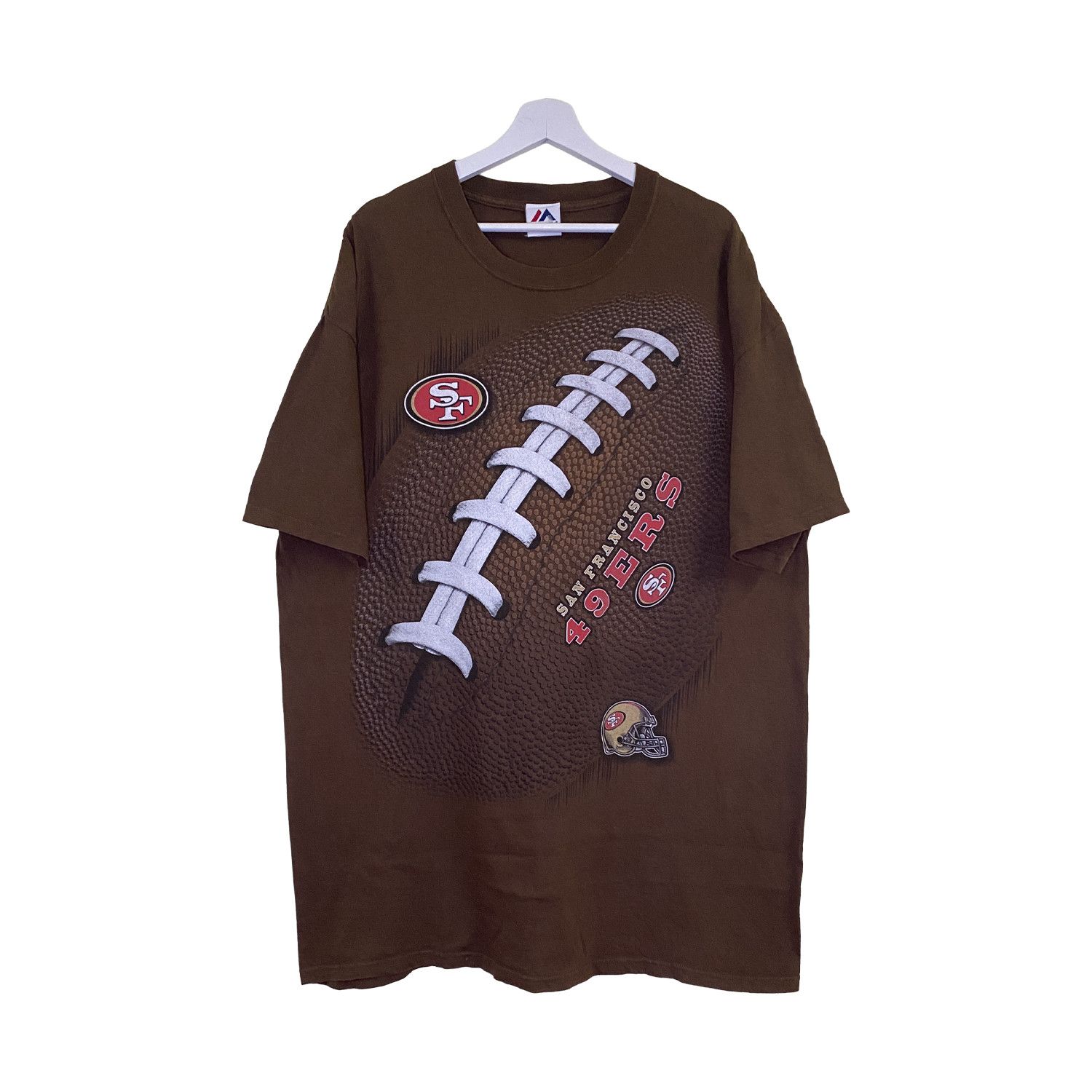 Vintage 90s SF 49ers Majestic Big Football Graphic NFL Vintage Tee Size US XXL / EU 58 / 5 - 1 Thumbnail