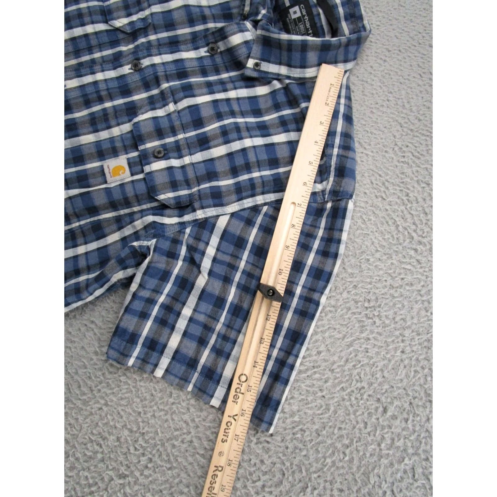 Carhartt Carhartt Mens Short Sleeve Shirt Blue Plaid Button-Up 100% Cotton Size M Loose Fit Workwear Shirt Size US M / EU 48-50 / 2 - 4 Thumbnail