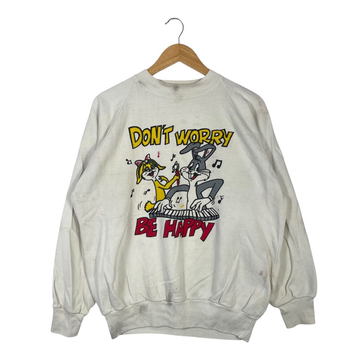 Vintage Vintage Bugs Bunny Don’t Worry Be Happy Sweatshirt Cartoon Size US L / EU 52-54 / 3 - 1 Thumbnail