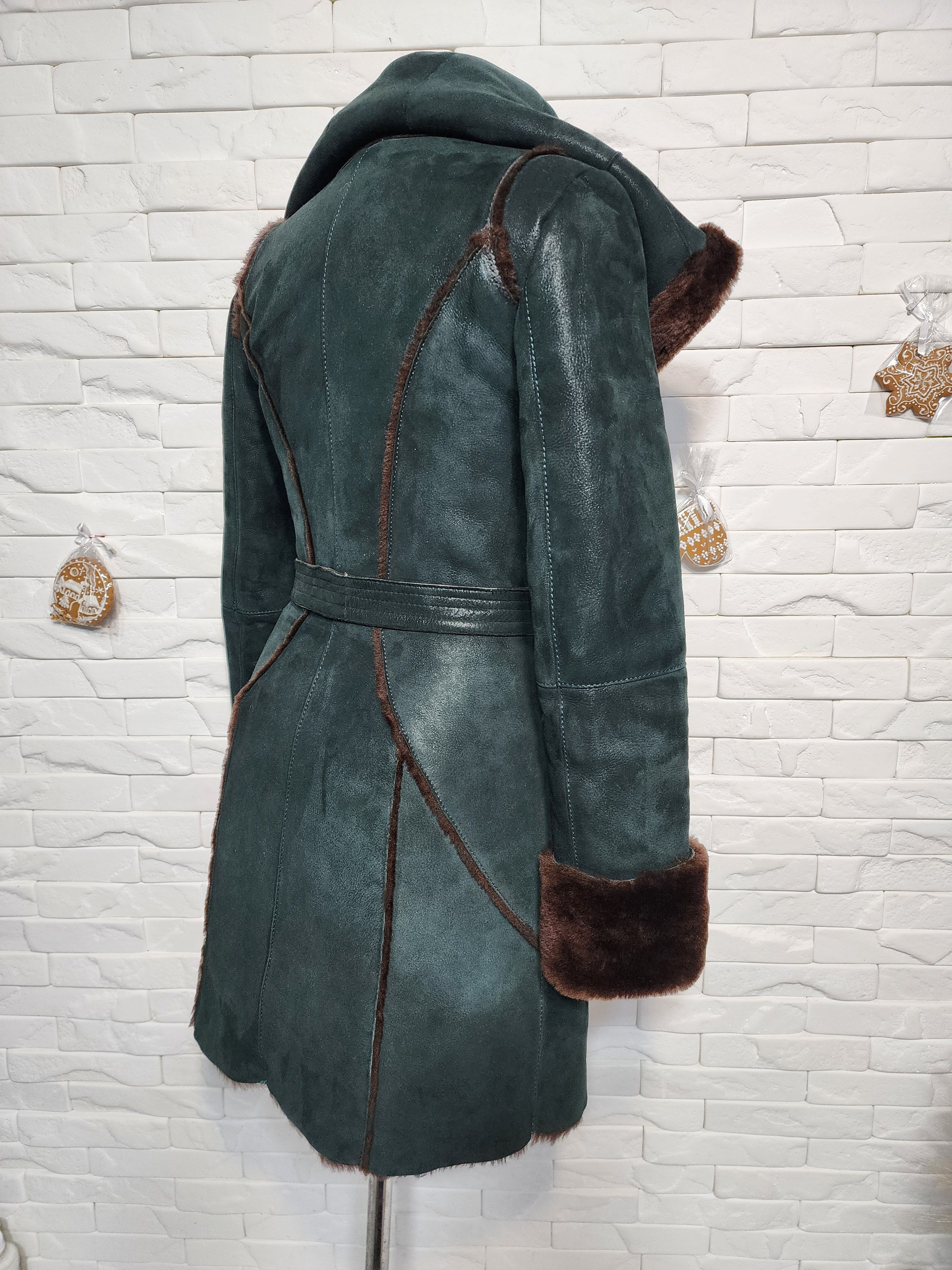 Furla Green Sheepskin Coat: Women's Fur Hood Winter Coat Size S / US 4 / IT 40 - 6 Thumbnail