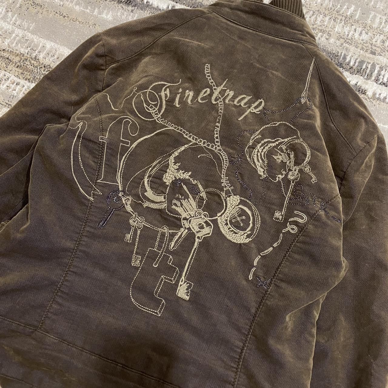 Firetrap 00s Firetrap Embroidered Bomber Jacket Brown L Size L / US 10 / IT 46 - 2 Thumbnail