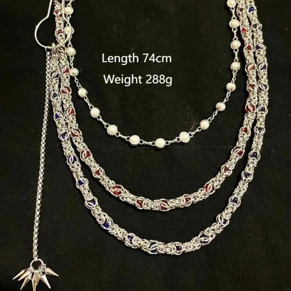 Jewelry 3 Pl Layer Gemstone and Pearl Wallet Chain. Pants Chain Size ONE SIZE - 7 Thumbnail