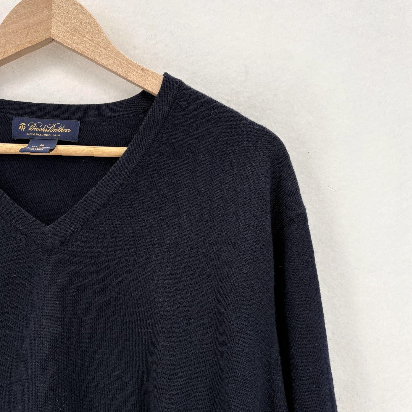 Brooks Brothers Brooks Brothers Sweater Mens XL Blue Merino Wool V Neck Knit Stretch Pullover Size US XL / EU 56 / 4 - 2 Thumbnail