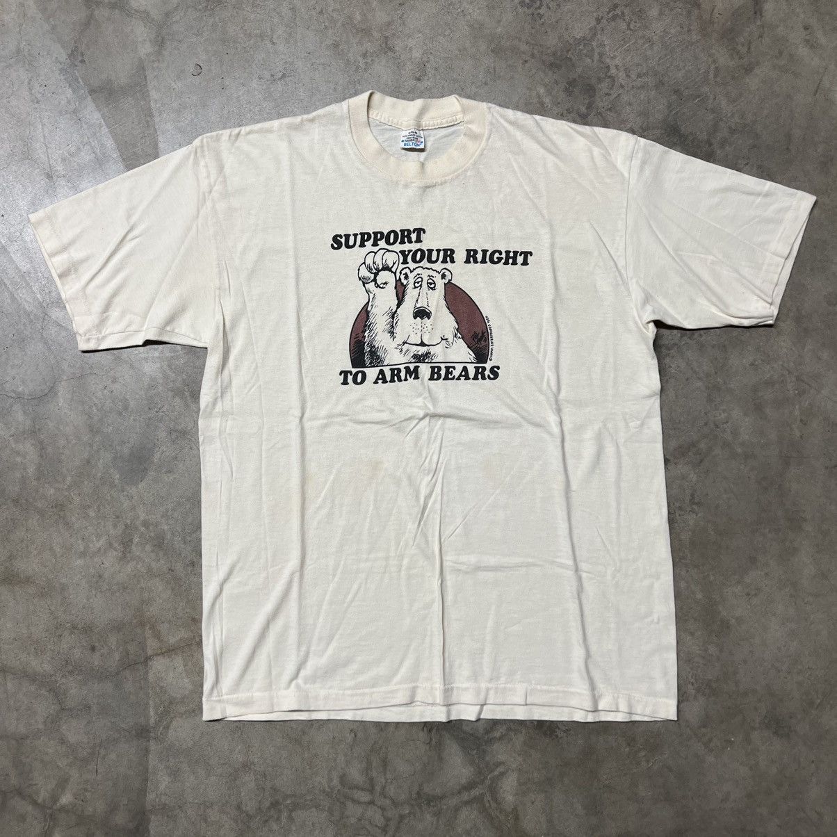 Vintage Vintage 1980 Support Your Right To Arm Bears Parody T-Shirt Size US XL / EU 56 / 4 - 3 Thumbnail
